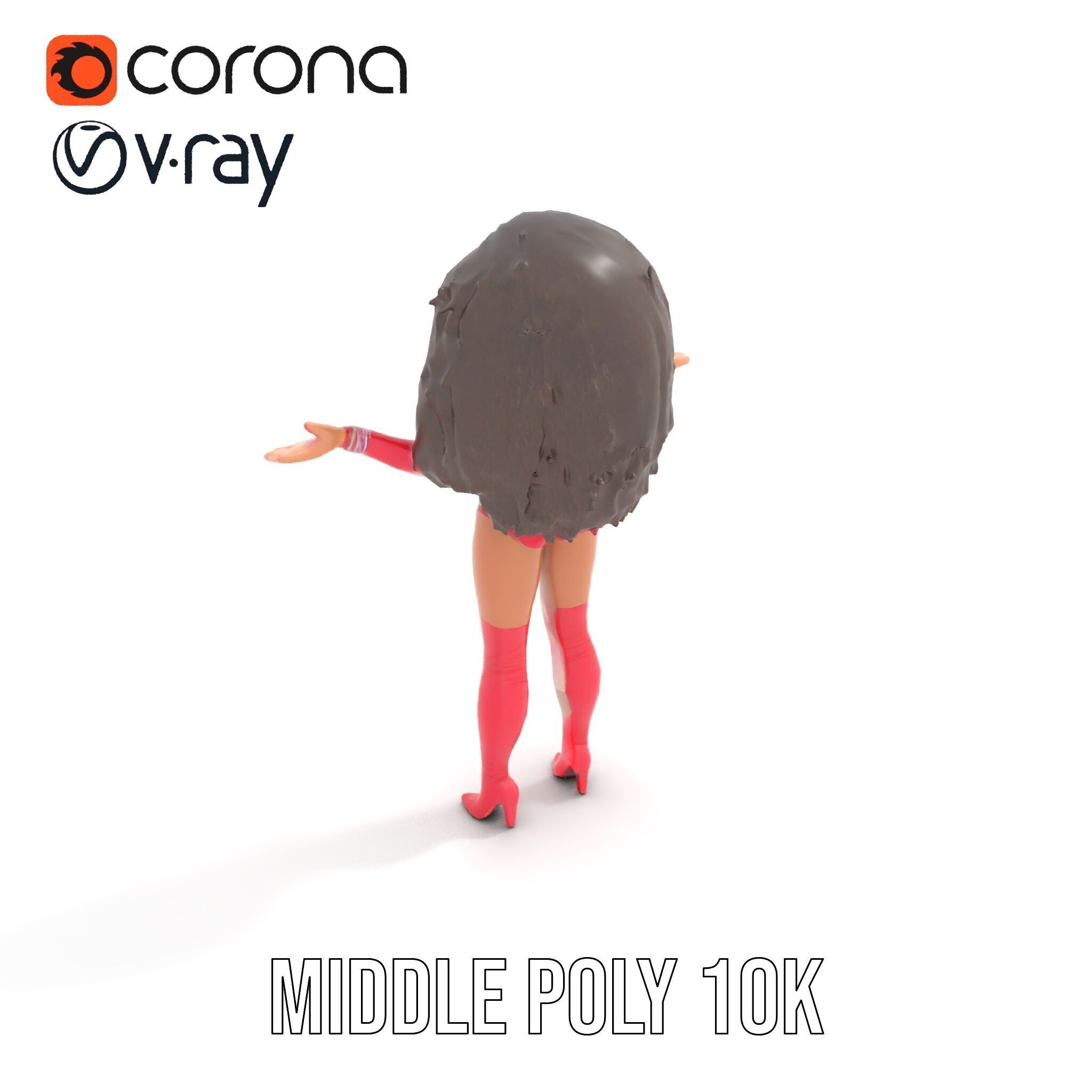 Glamorous Diva Character Model  Fully Rigged and Animated Low-poly 3D model_5