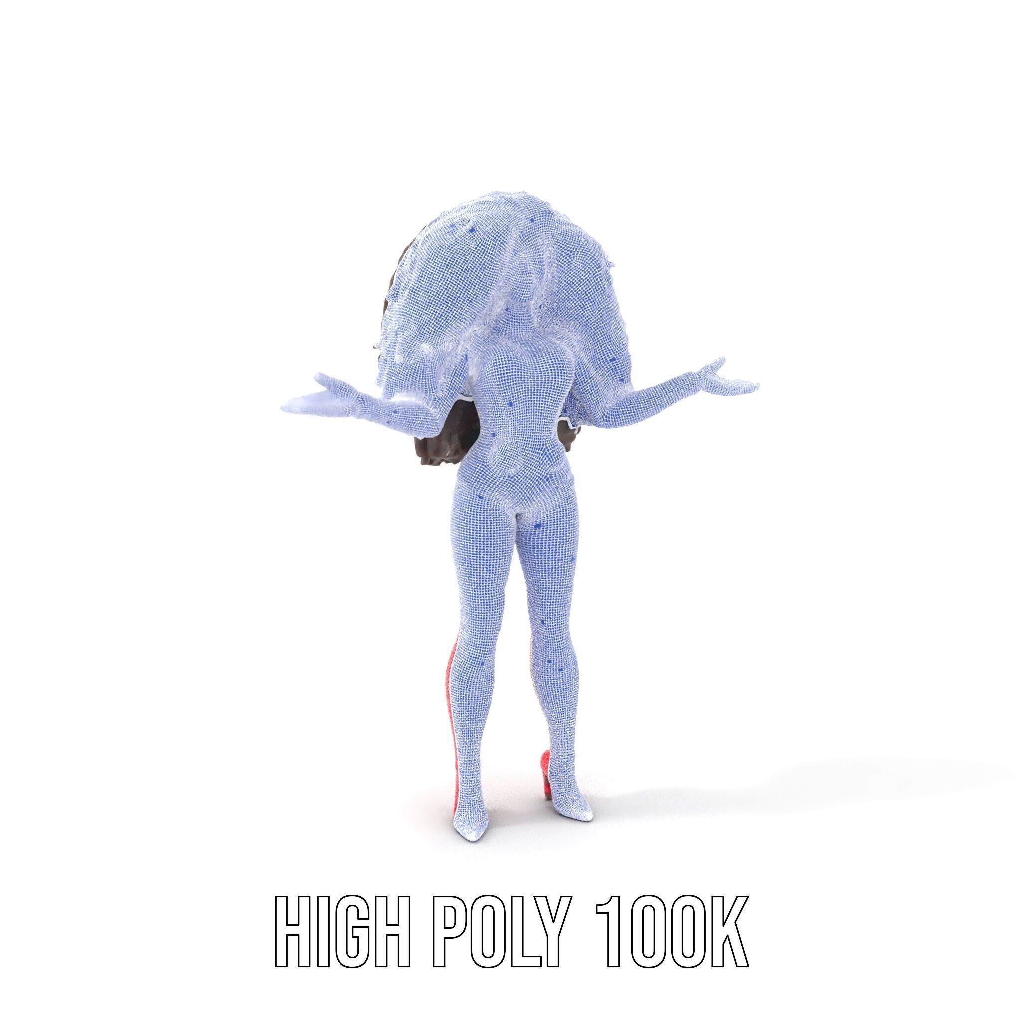 Glamorous Diva Character Model  Fully Rigged and Animated Low-poly 3D model_4