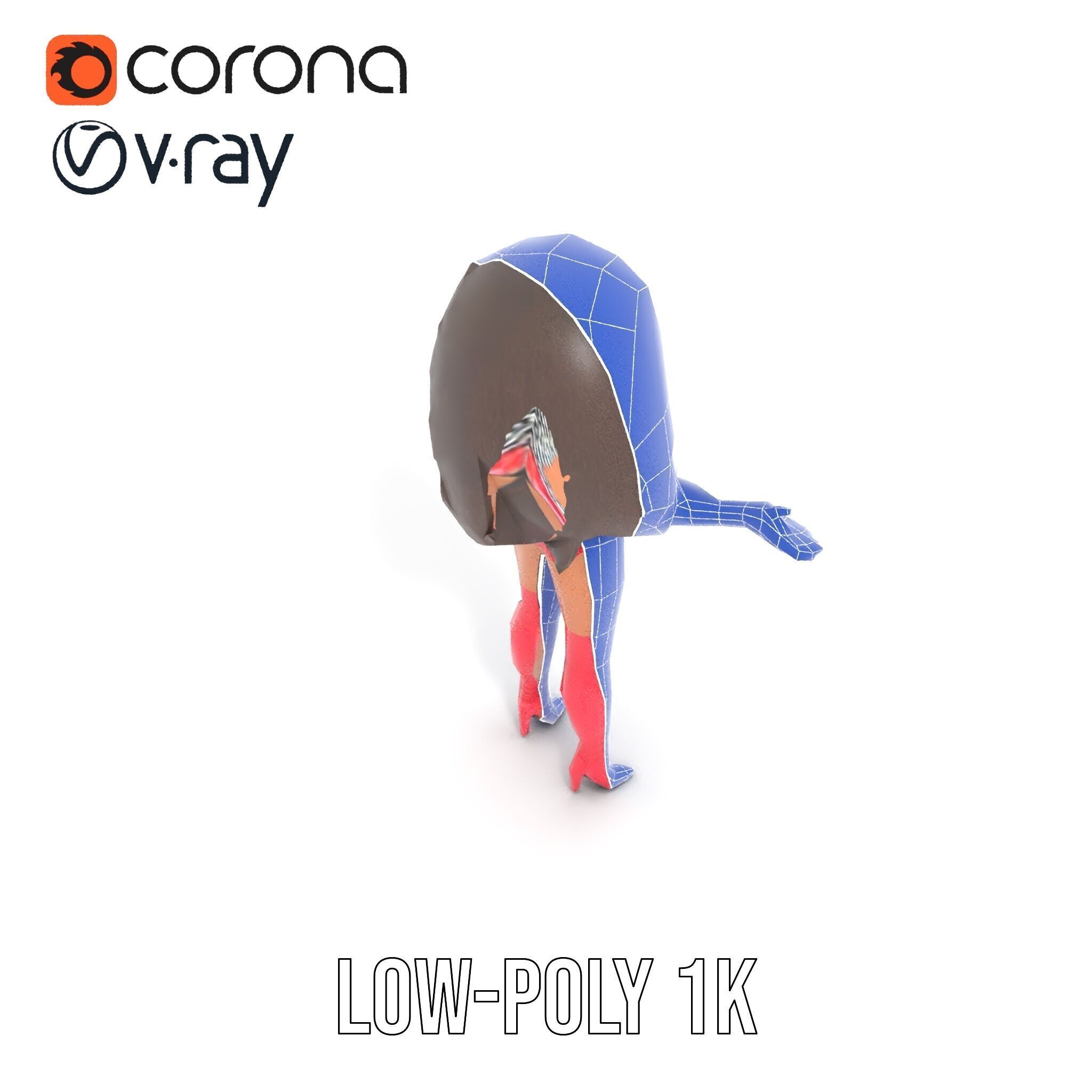 Glamorous Diva Character Model  Fully Rigged and Animated Low-poly 3D model_13