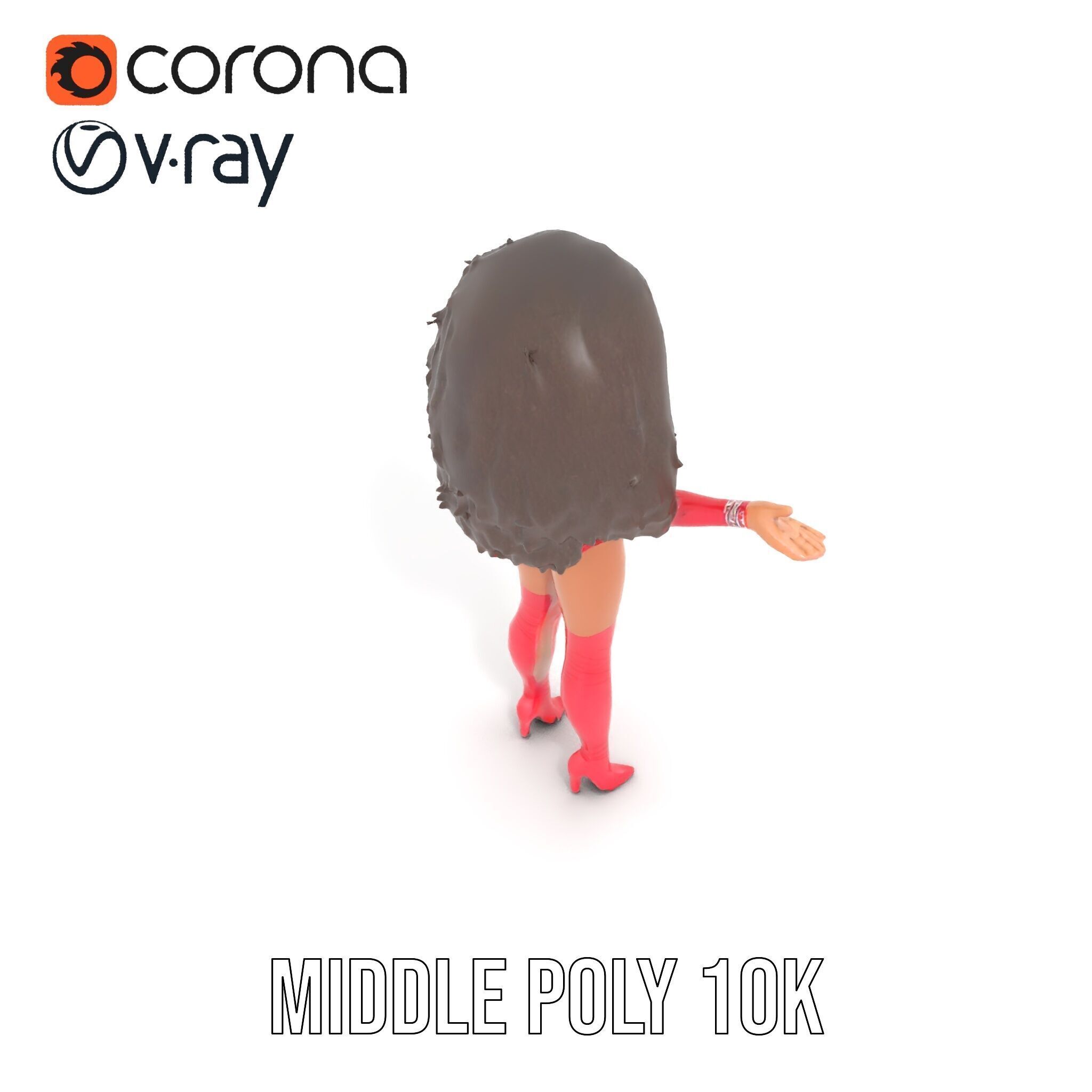 Glamorous Diva Character Model  Fully Rigged and Animated Low-poly 3D model_18