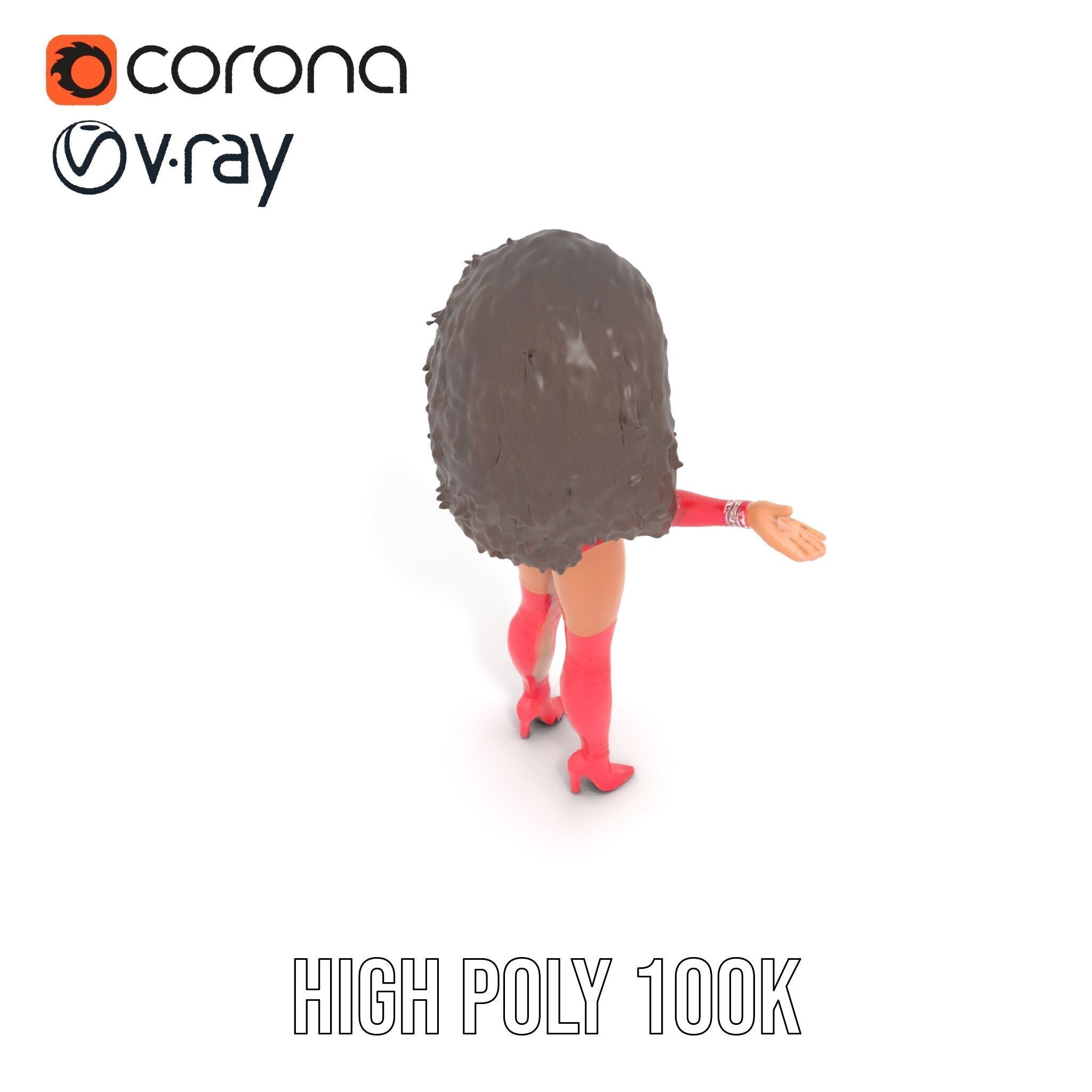 Glamorous Diva Character Model  Fully Rigged and Animated Low-poly 3D model_20