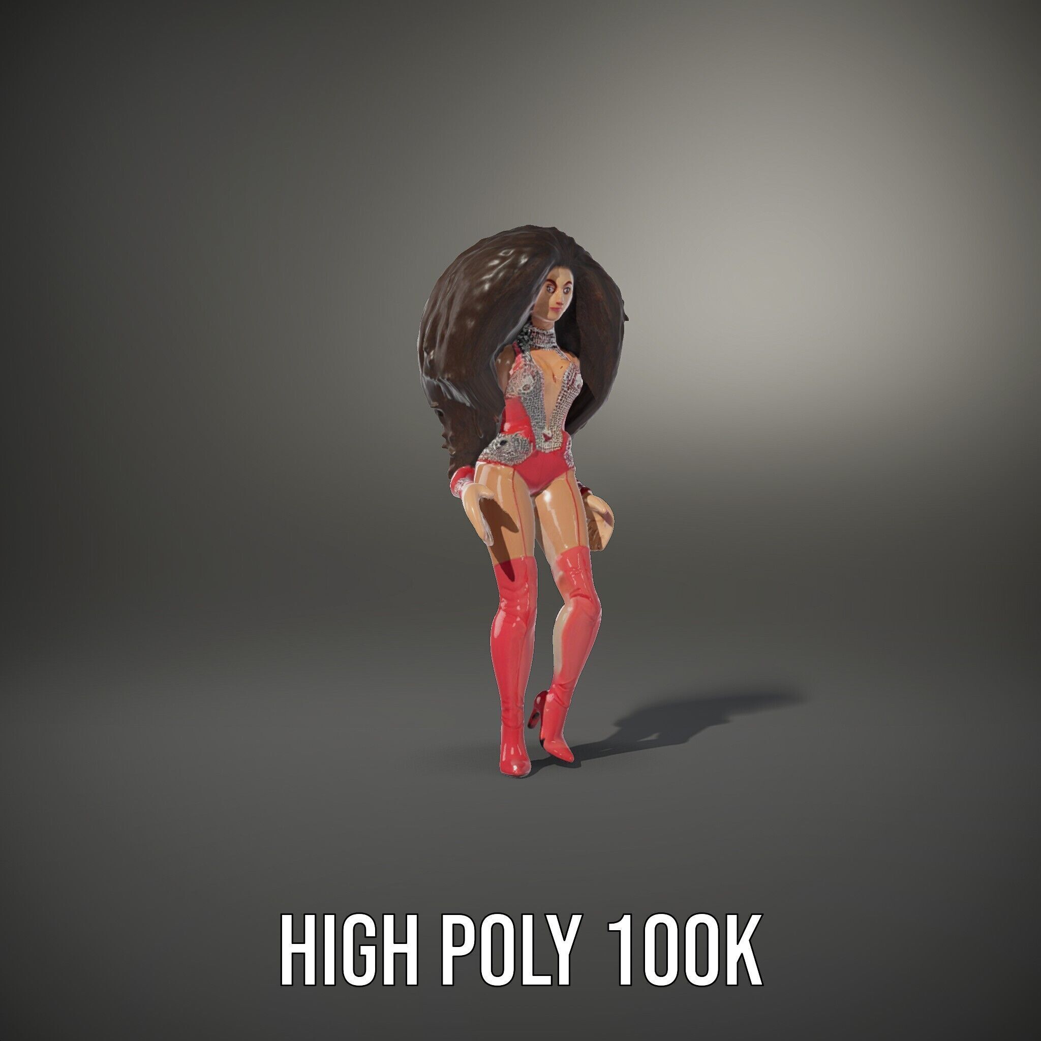 Glamorous Diva Character Model  Fully Rigged and Animated Low-poly 3D model_36