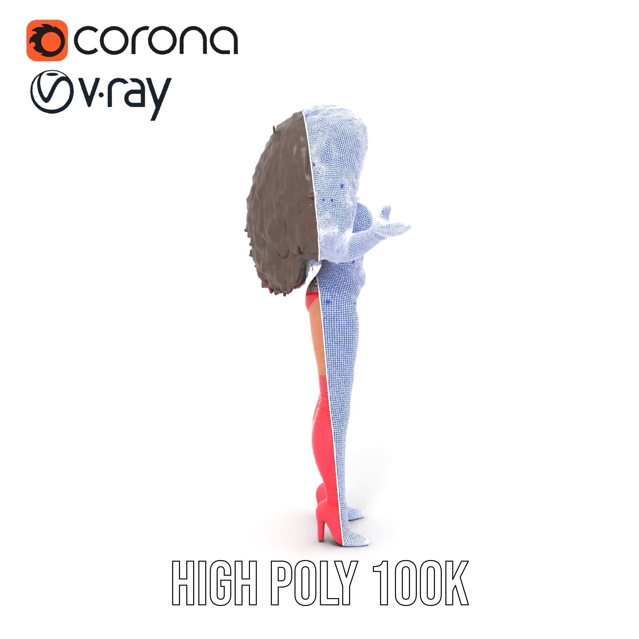 Glamorous Diva Character Model  Fully Rigged and Animated Low-poly 3D model_28