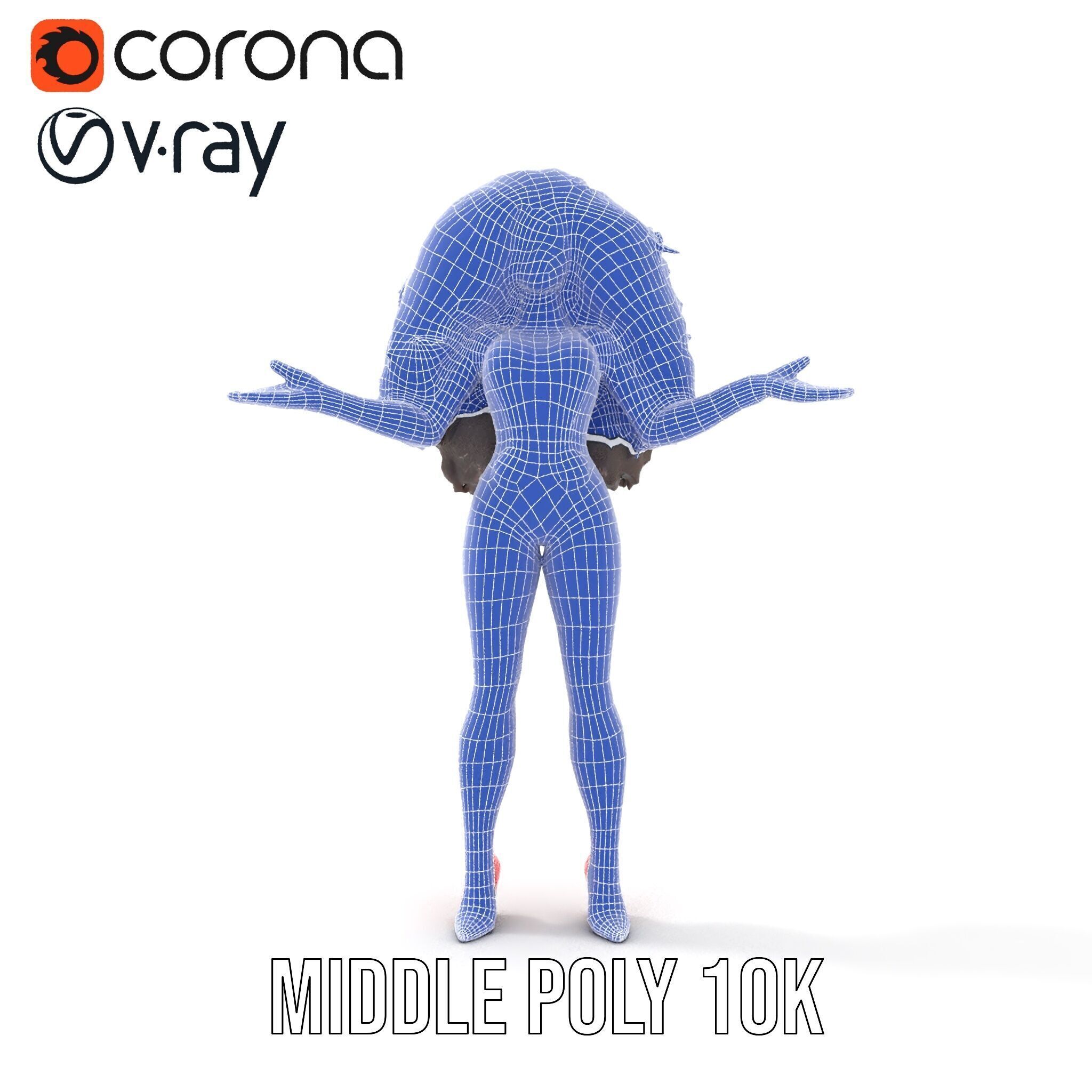 Glamorous Diva Character Model  Fully Rigged and Animated Low-poly 3D model_32