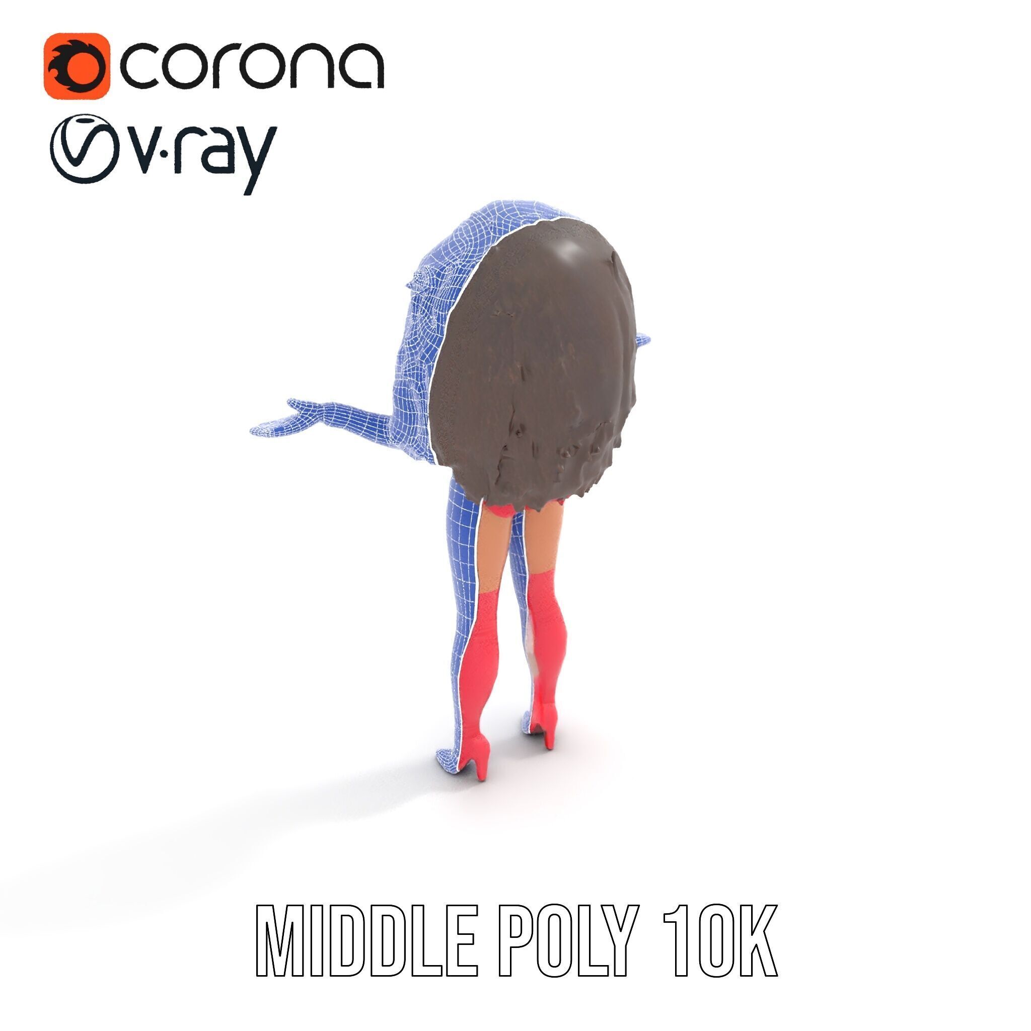 Glamorous Diva Character Model  Fully Rigged and Animated Low-poly 3D model_34