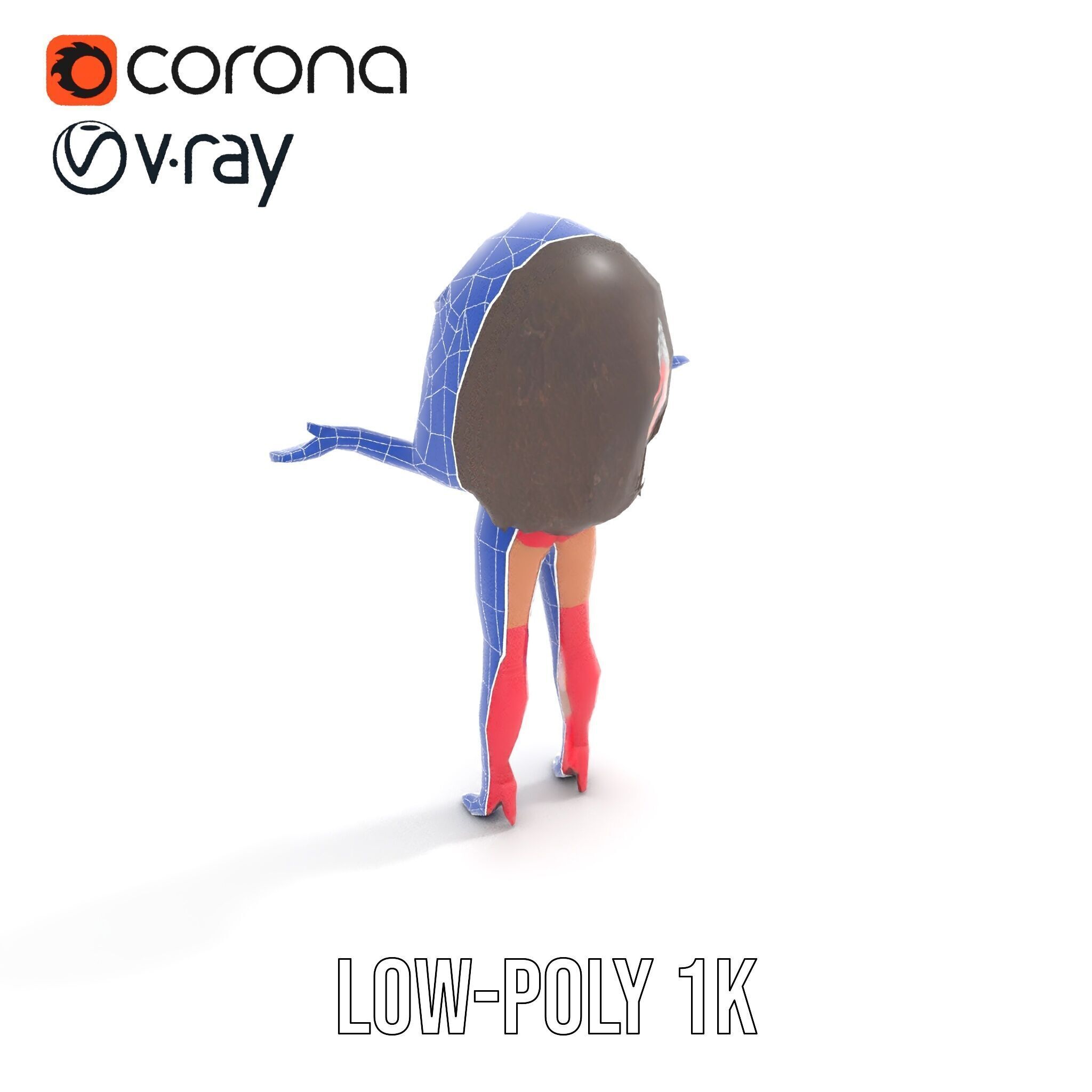 Glamorous Diva Character Model  Fully Rigged and Animated Low-poly 3D model_22