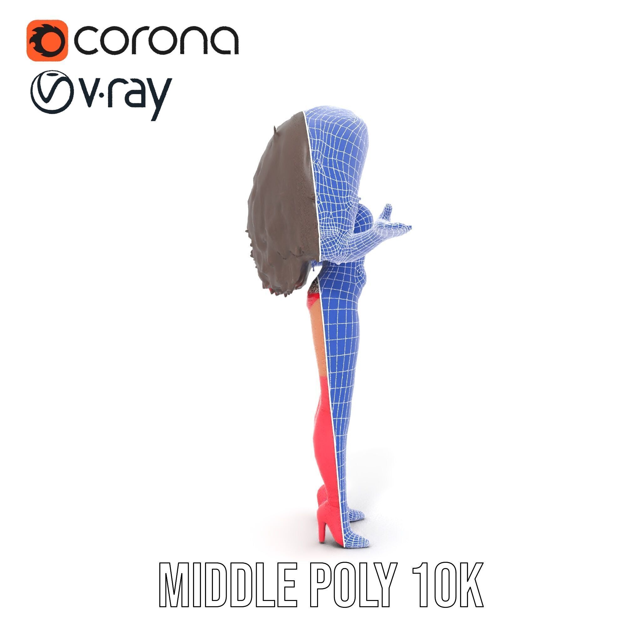 Glamorous Diva Character Model  Fully Rigged and Animated Low-poly 3D model_29