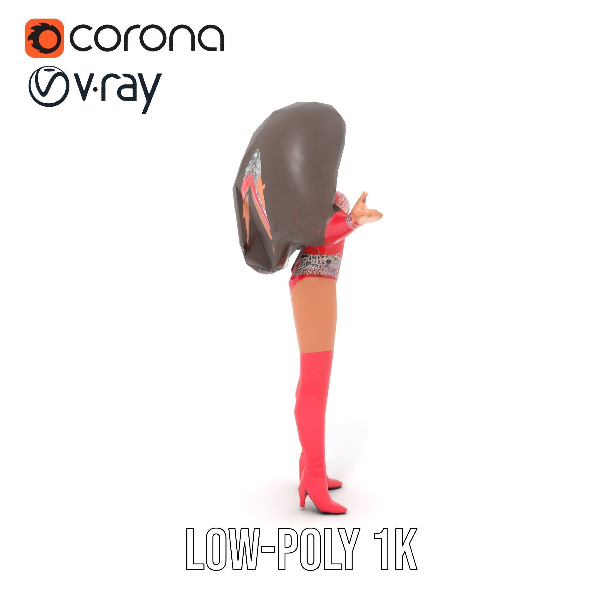 Glamorous Diva Character Model  Fully Rigged and Animated Low-poly 3D model_16