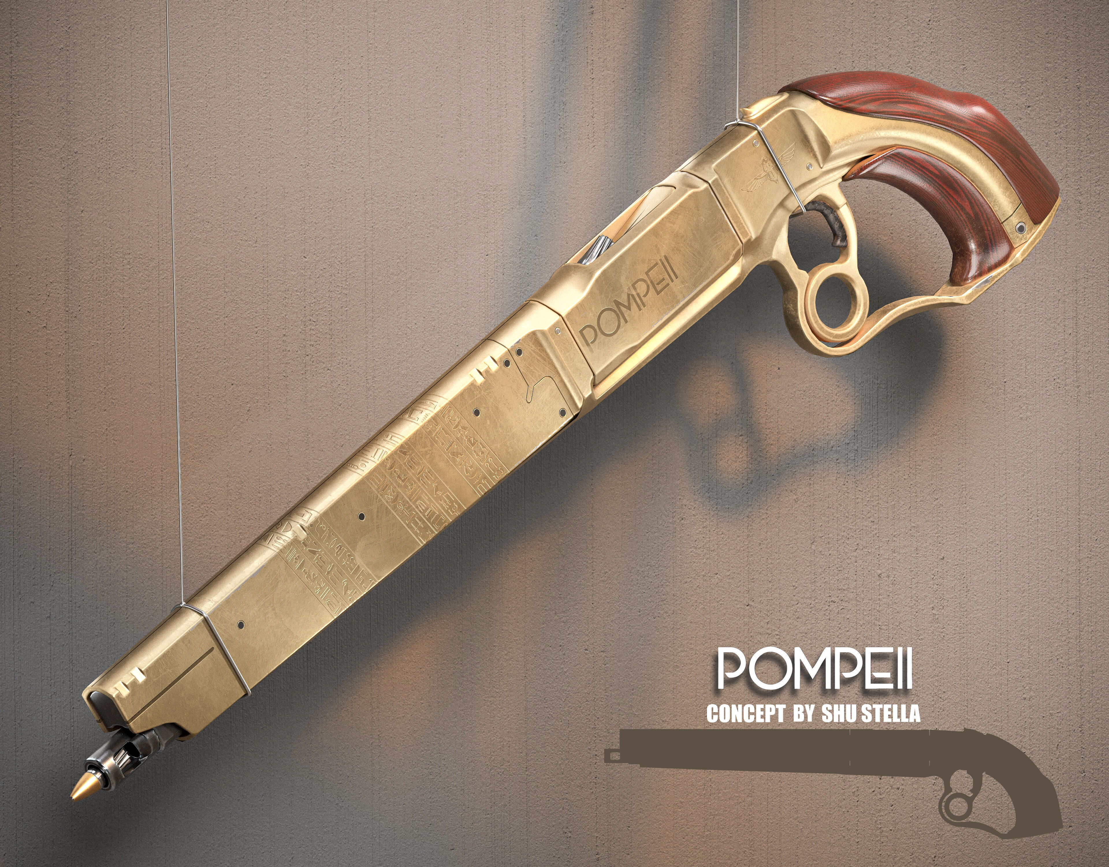 Pompeii Concept Pistol PBR Low-poly 3D model_1