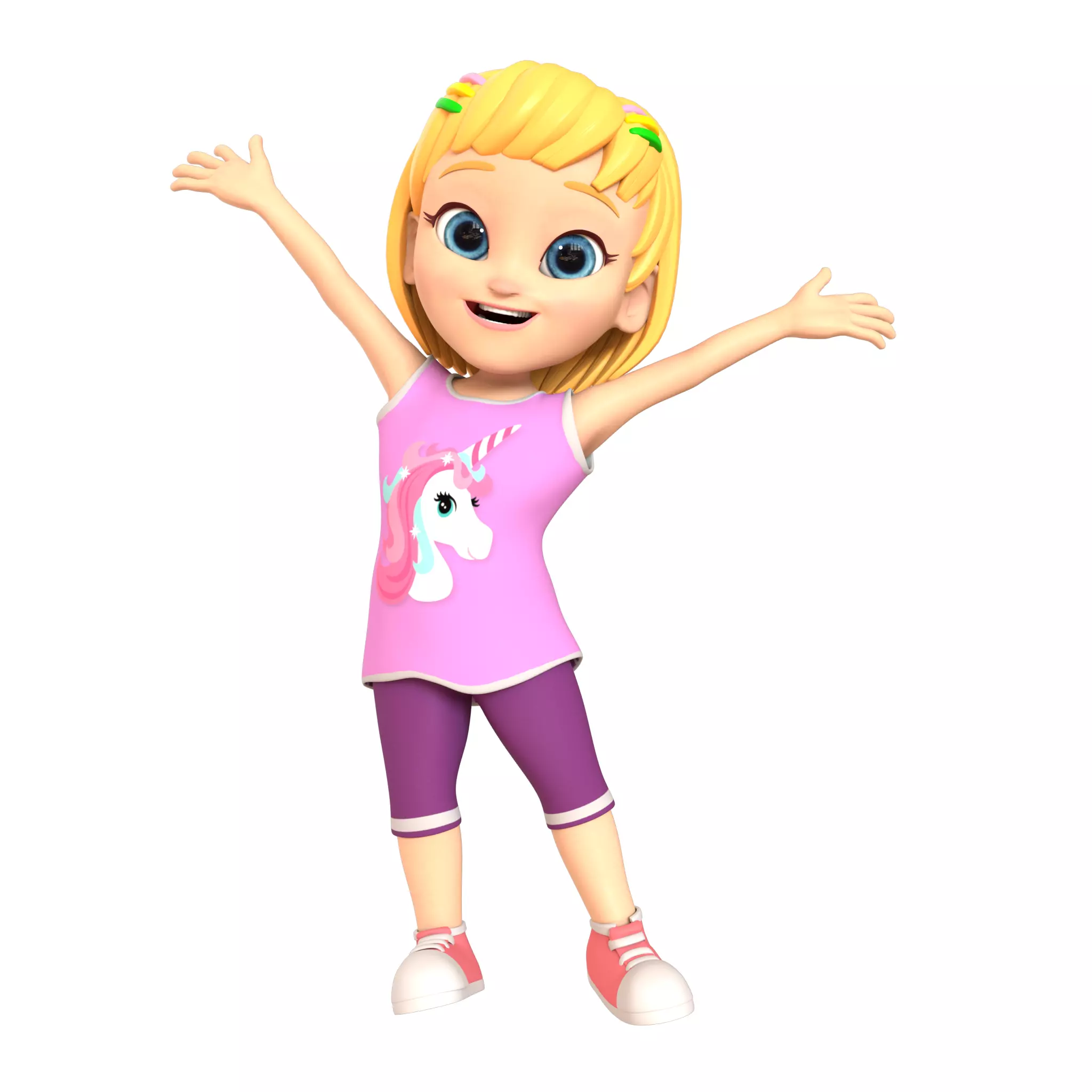 Cartoon Girl Rigged 3D model_0