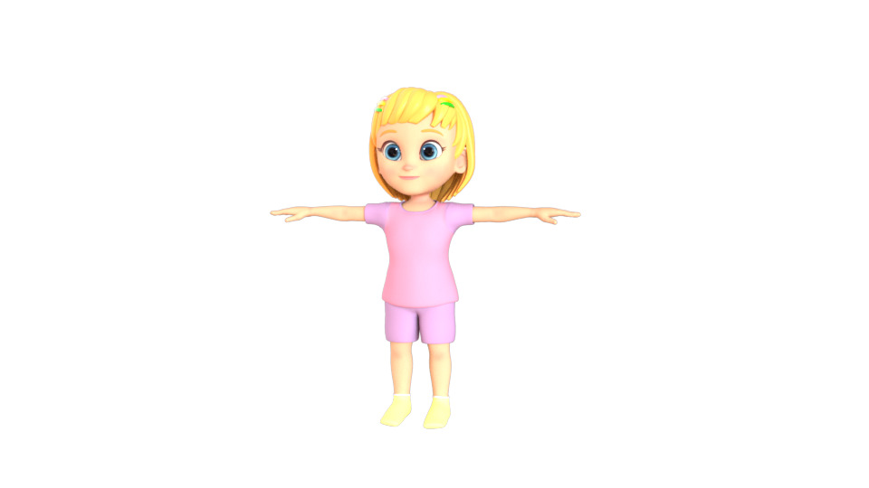 Cartoon Girl Rigged 3D model_2