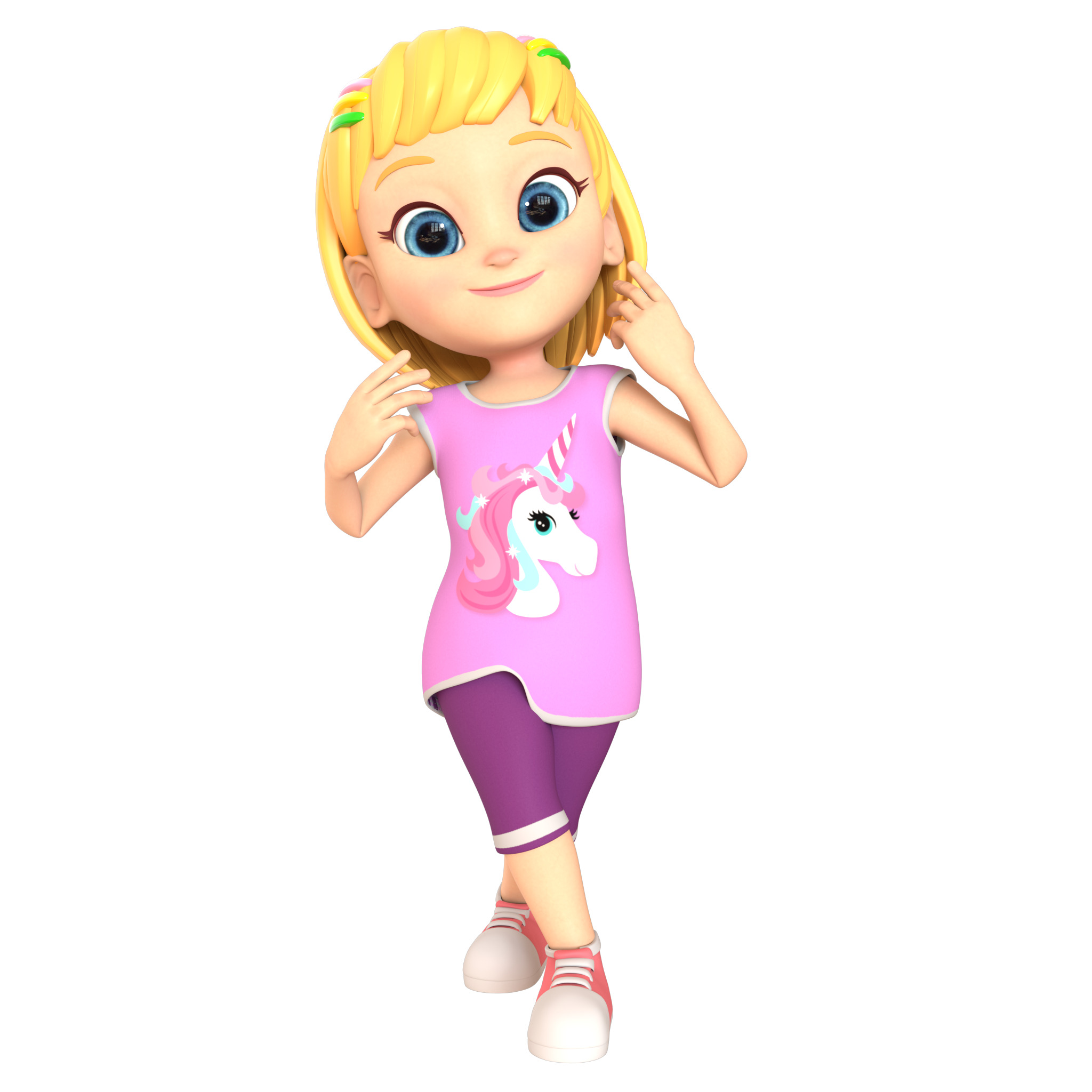 Cartoon Girl Rigged 3D model_1