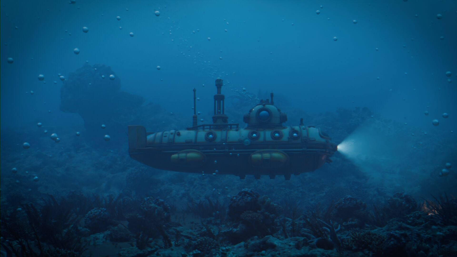 Underwater Submarine Scene Low-poly 3D model_3