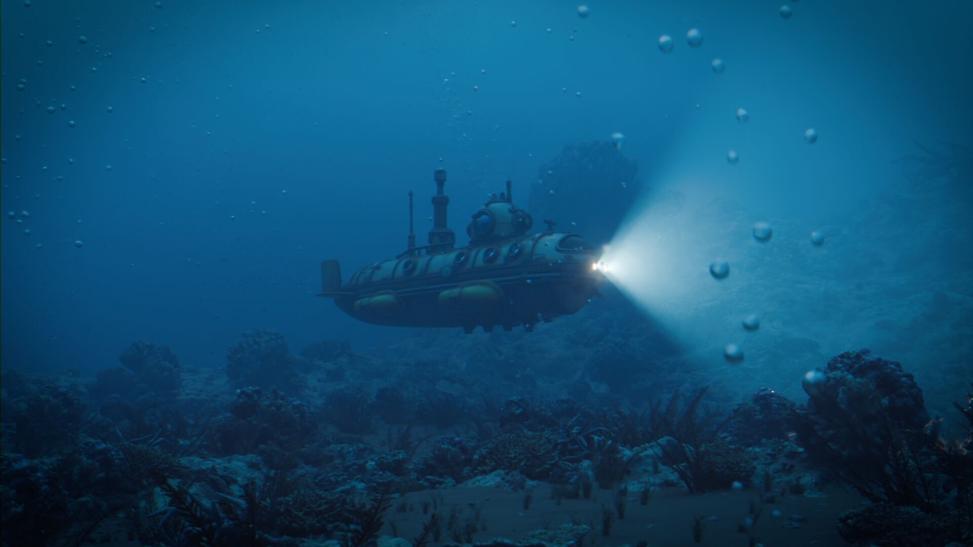 Underwater Submarine Scene Low-poly 3D model_1