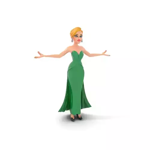 Elegant Evening Dress Character Rigged and Animated Low-poly 3D model