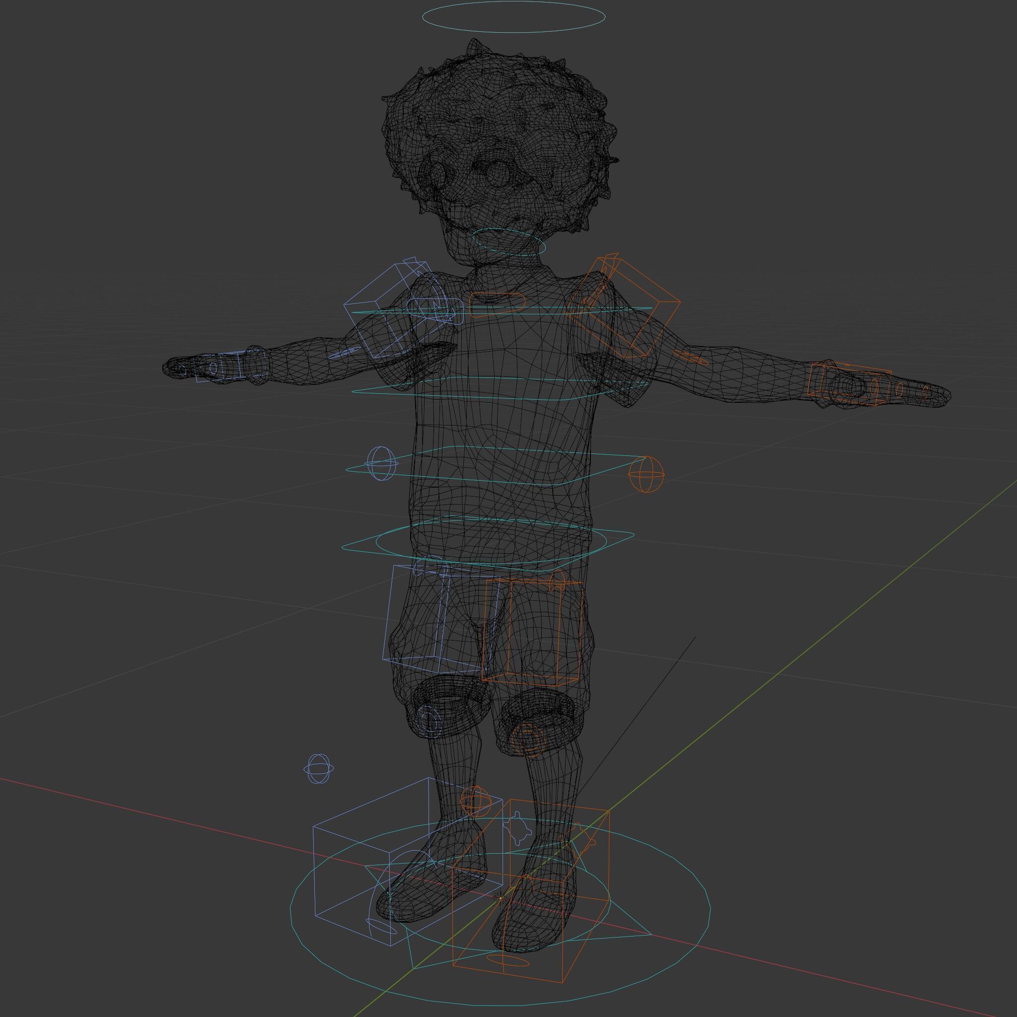 Animated TieDye Youth Character with Green Afro Rigged and An... Low-poly 3D model_6