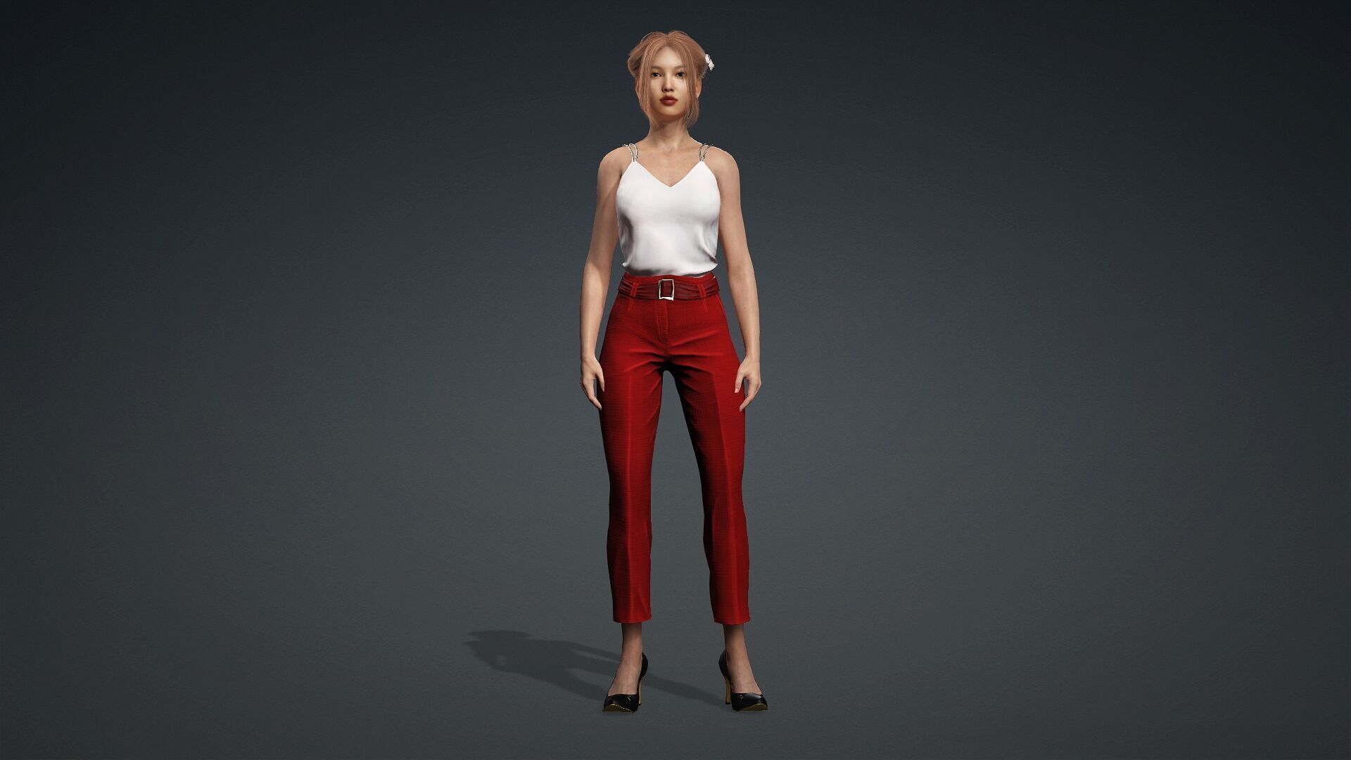 Fully Textured Woman Character Ready for Games and Animations 3D model_1