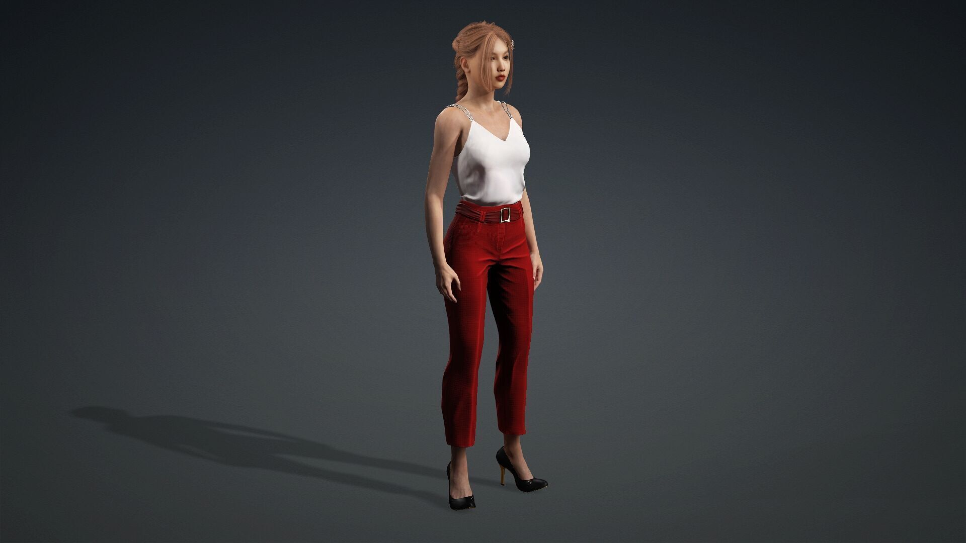 Fully Textured Woman Character Ready for Games and Animations 3D model_9