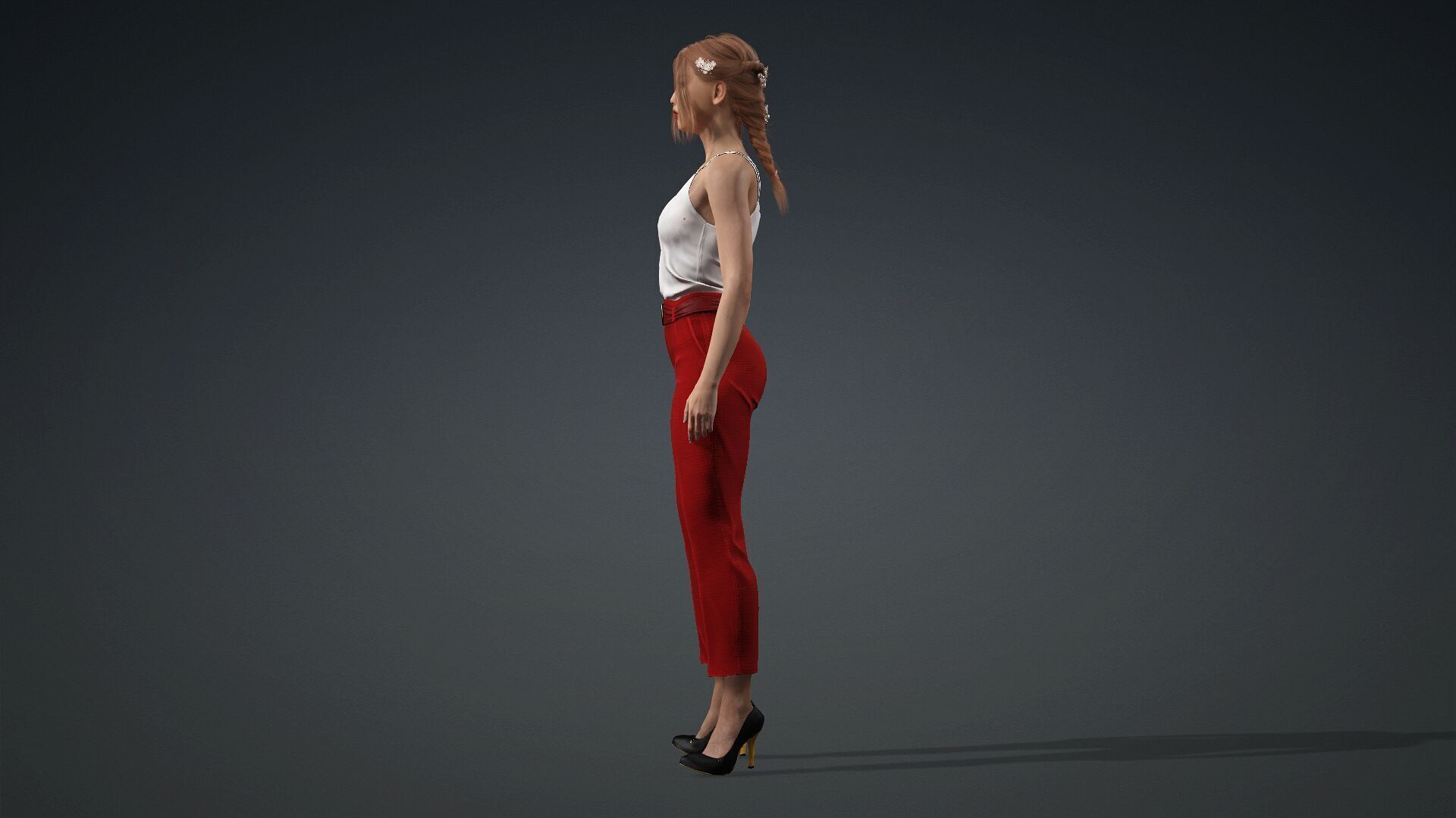 Fully Textured Woman Character Ready for Games and Animations 3D model_3