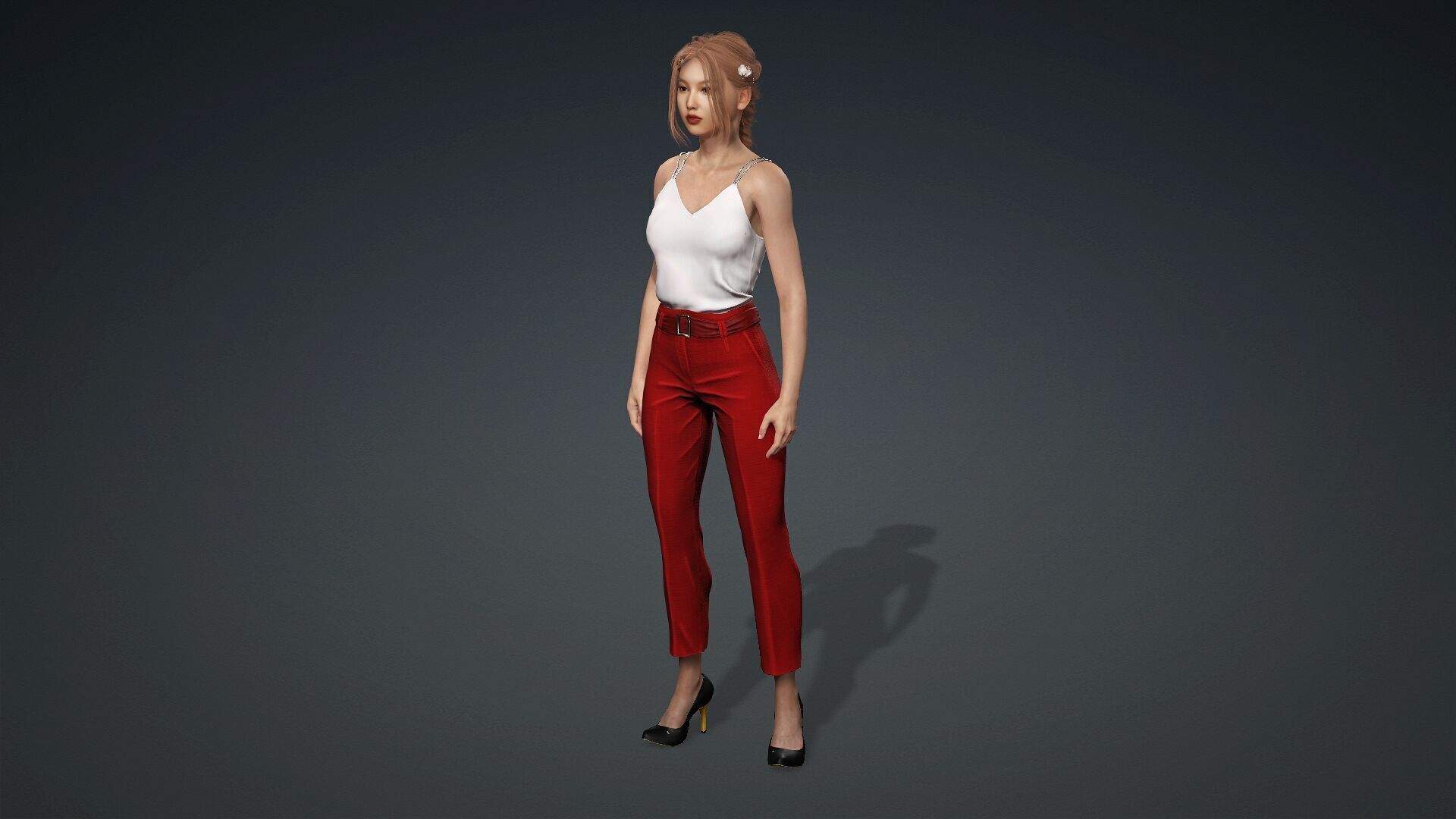 Fully Textured Woman Character Ready for Games and Animations 3D model_10