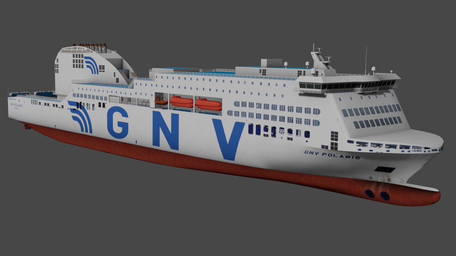 RO-PAX Ferry Low-poly 3D model_1