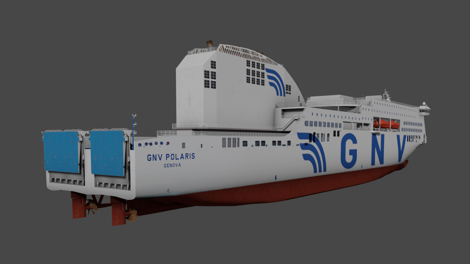 RO-PAX Ferry Low-poly 3D model_10
