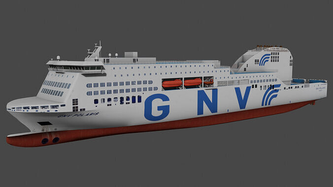 RO-PAX Ferry Low-poly 3D model