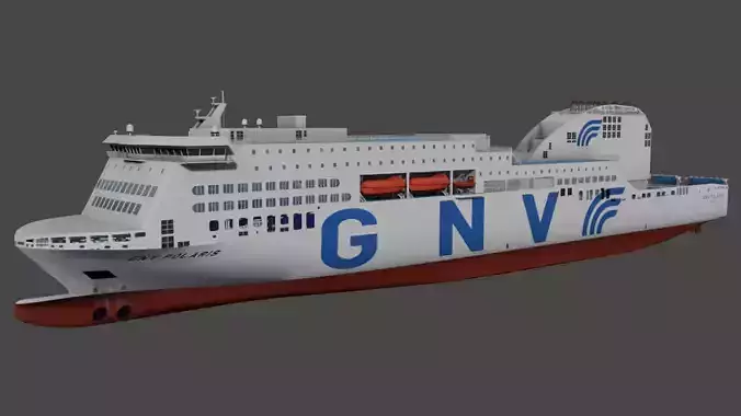 RO-PAX Ferry Low-poly 3D model