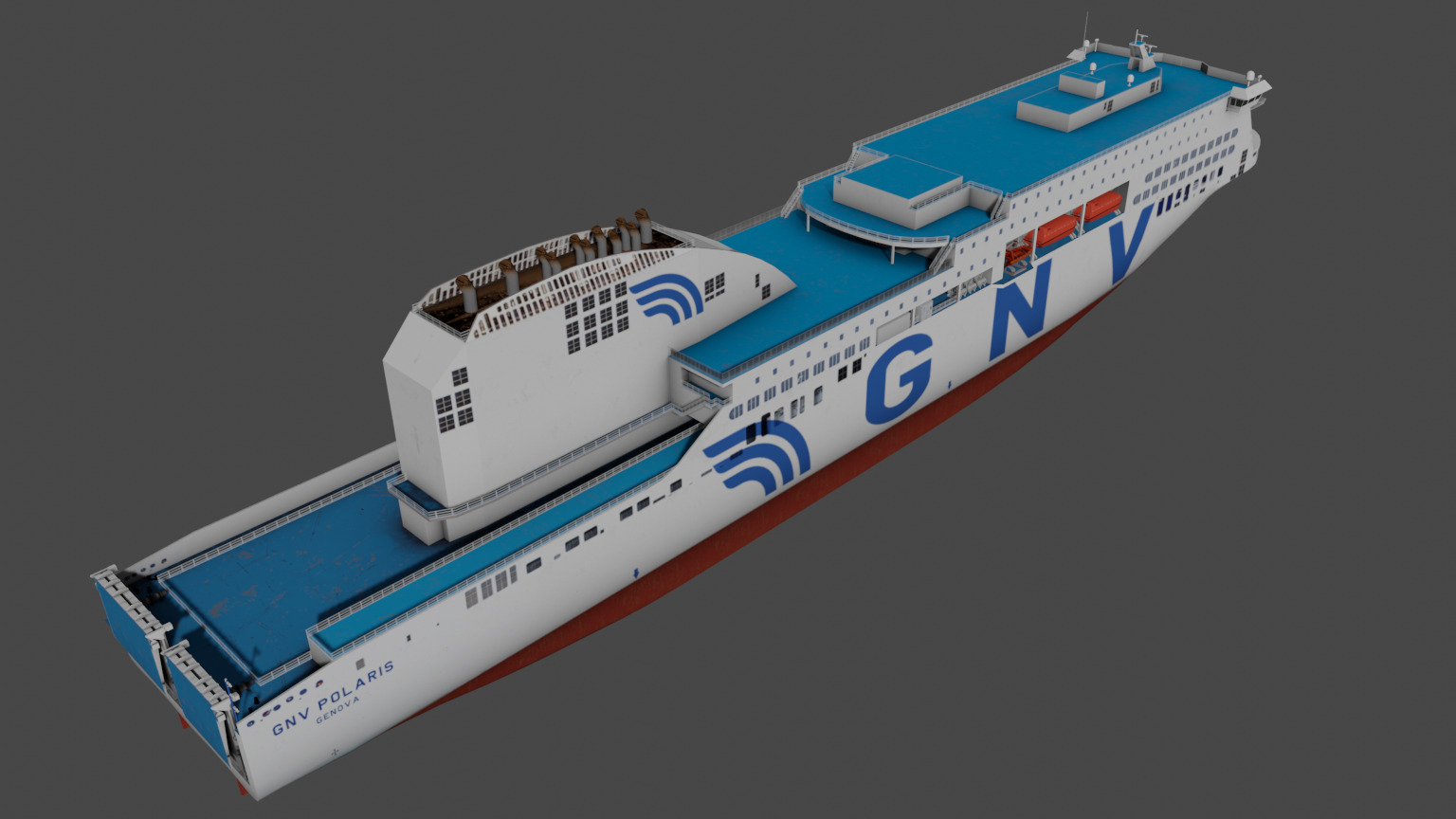 RO-PAX Ferry Low-poly 3D model_11