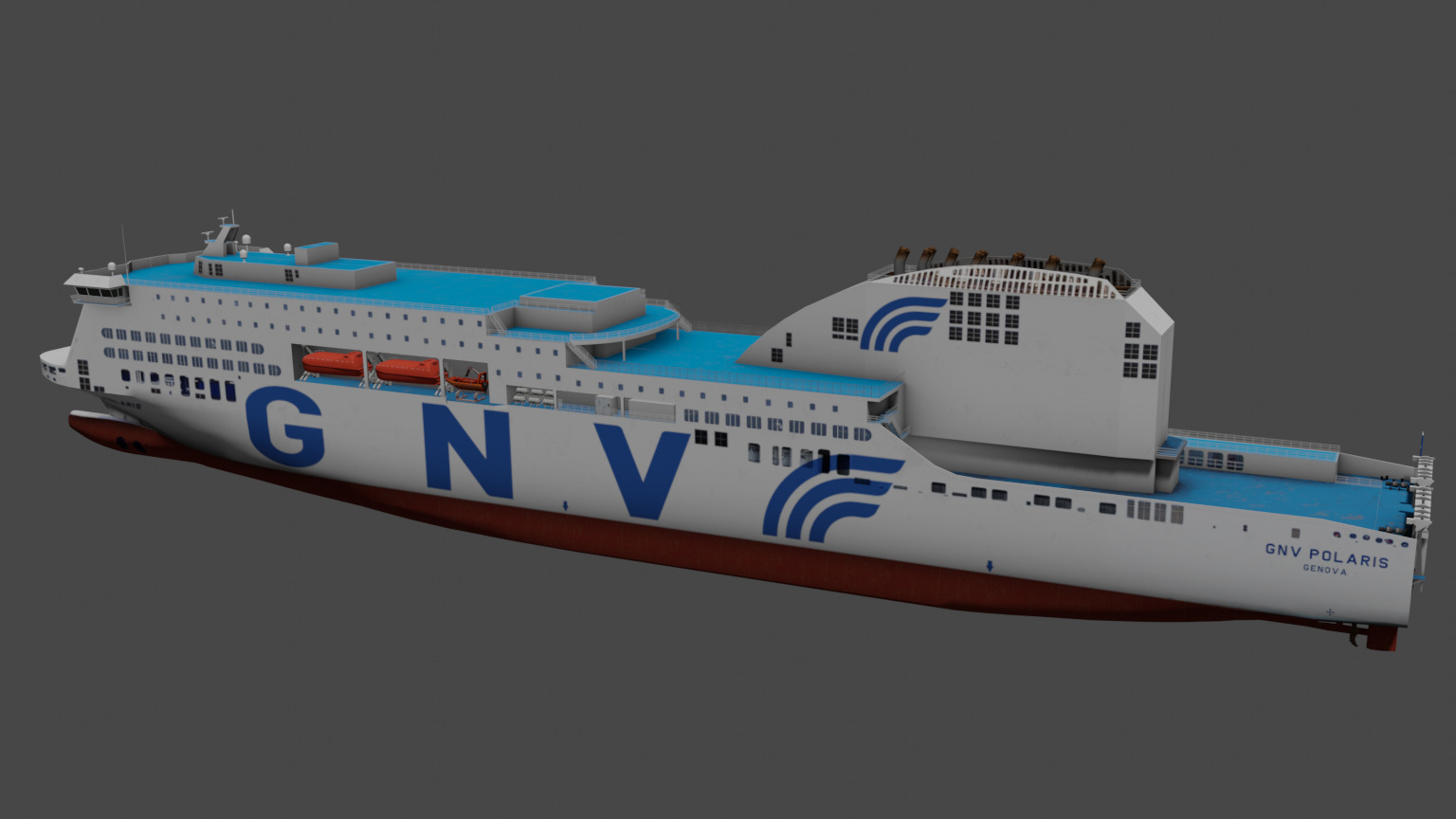 RO-PAX Ferry Low-poly 3D model_6