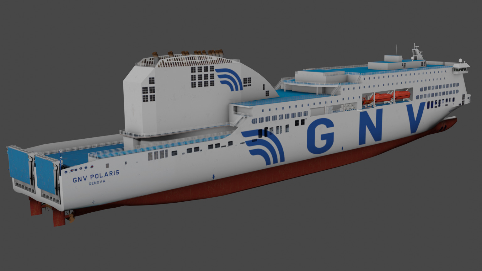 RO-PAX Ferry Low-poly 3D model_9