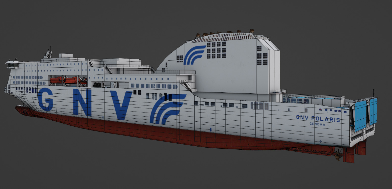 RO-PAX Ferry Low-poly 3D model_3