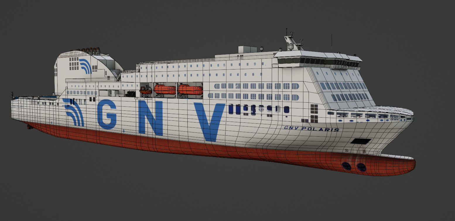 RO-PAX Ferry Low-poly 3D model_2