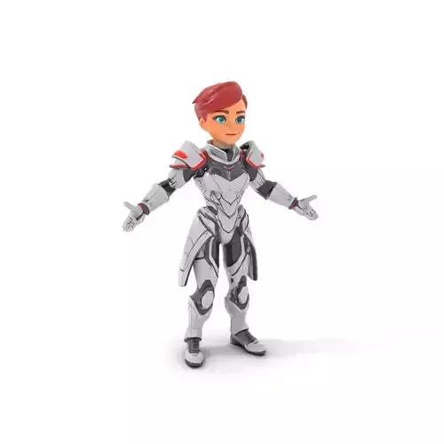 Futuristic Female Soldier Rigged and Animated D Character Model Low-poly 3D model