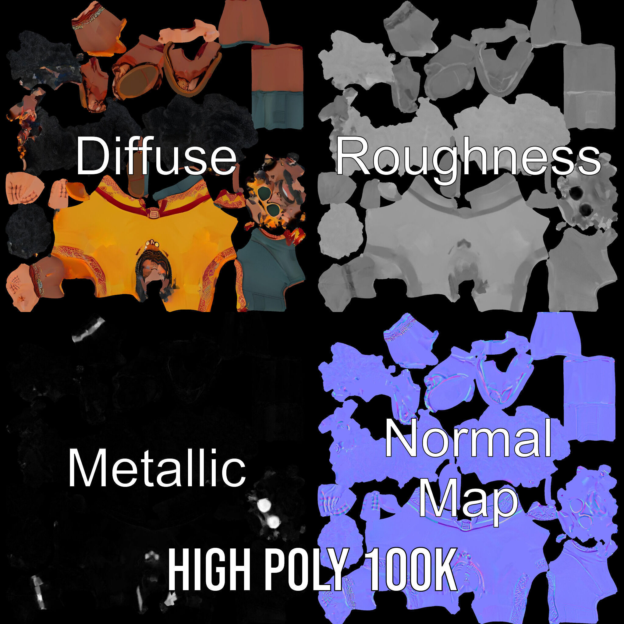 AfroStyle Cool Dude D Character Model Rigged and Animated Low-poly 3D model_3