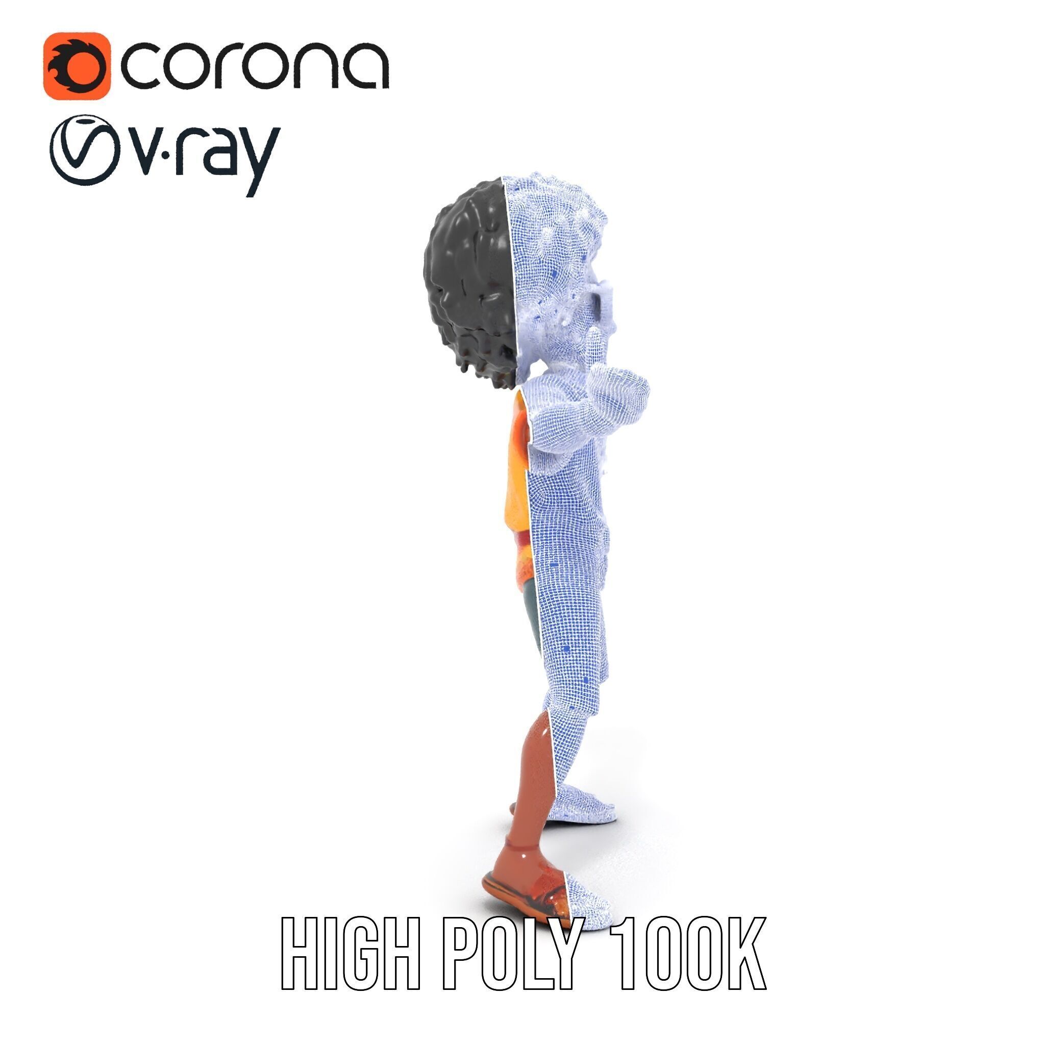 AfroStyle Cool Dude D Character Model Rigged and Animated Low-poly 3D model_31