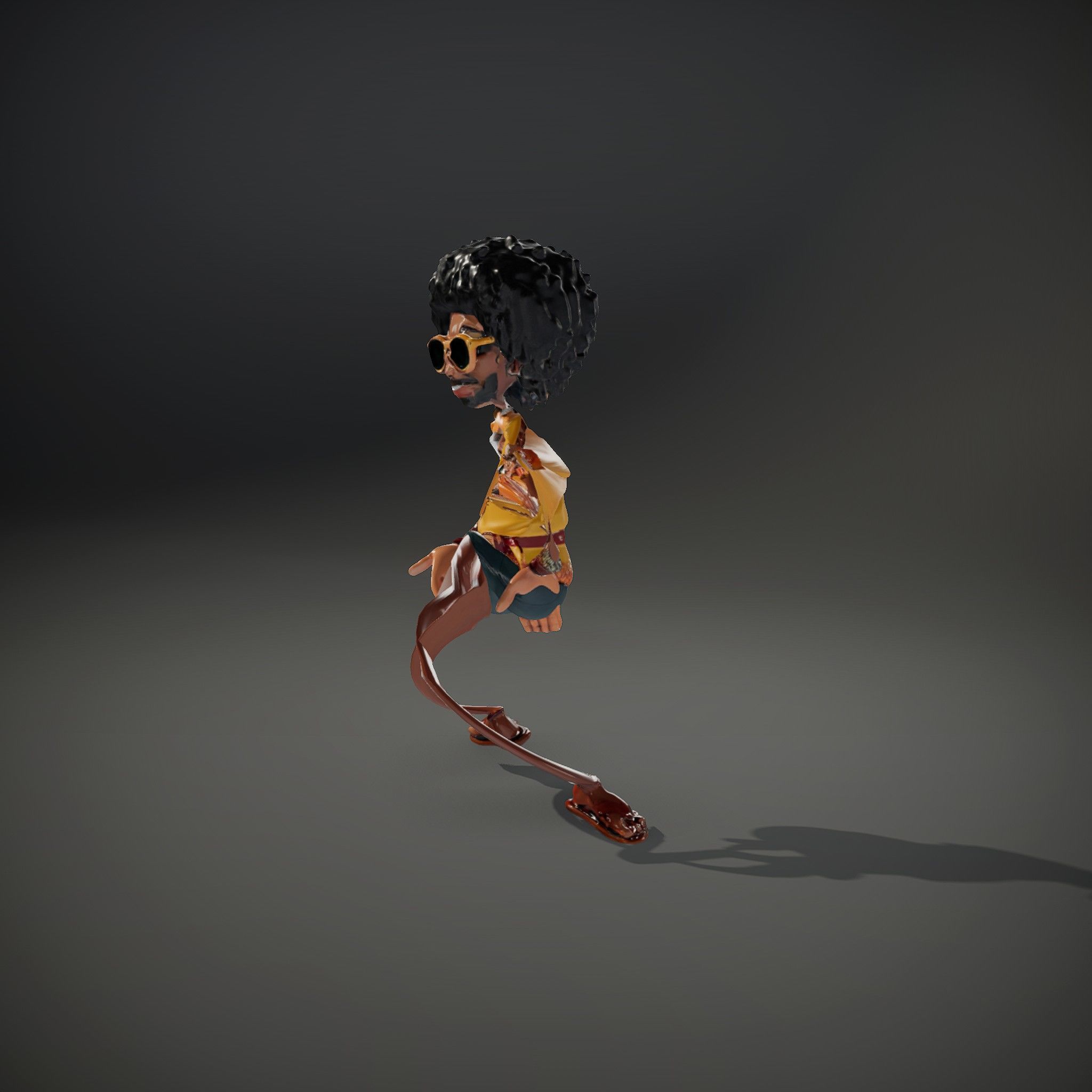 AfroStyle Cool Dude D Character Model Rigged and Animated Low-poly 3D model_35
