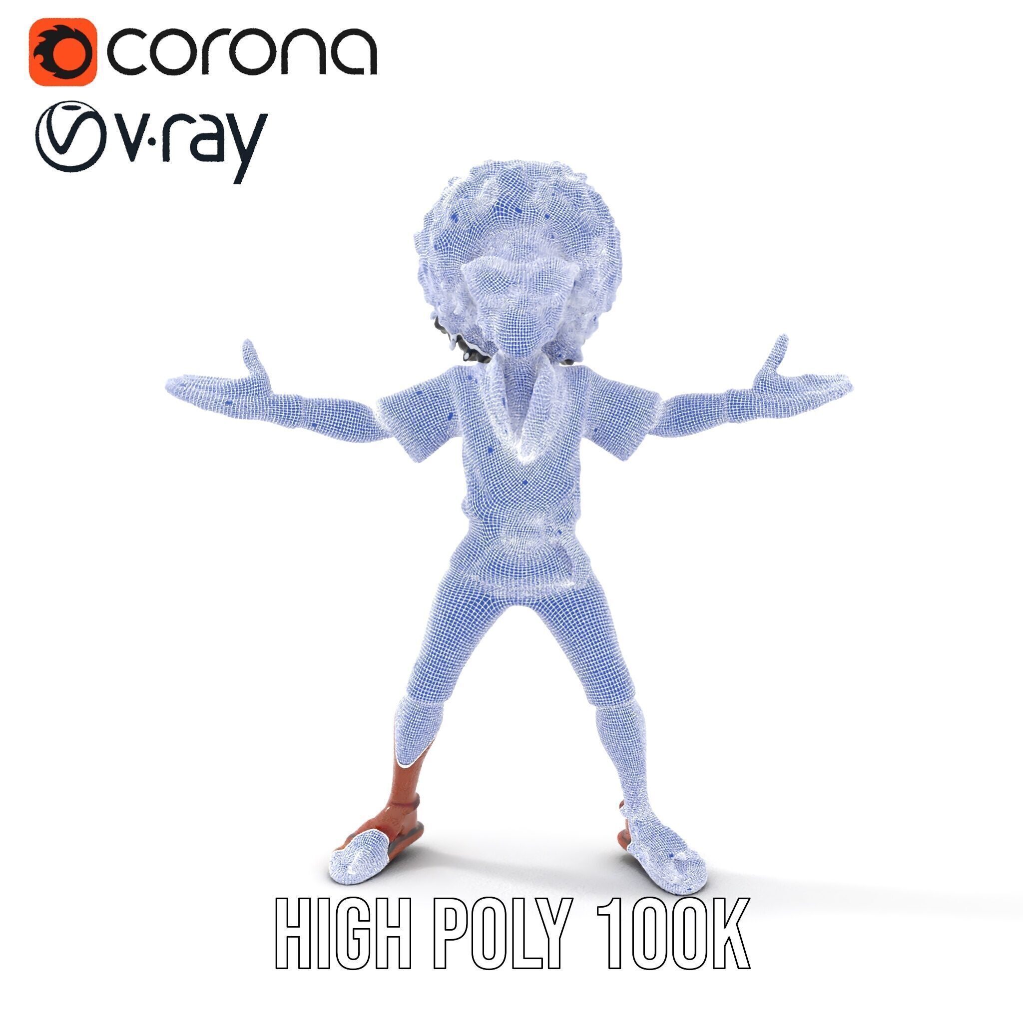 AfroStyle Cool Dude D Character Model Rigged and Animated Low-poly 3D model_33