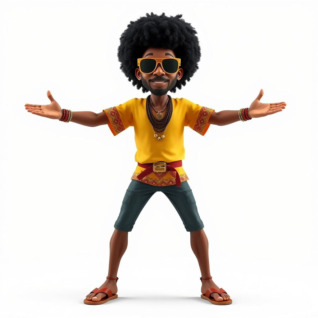 AfroStyle Cool Dude D Character Model Rigged and Animated Low-poly 3D model_2
