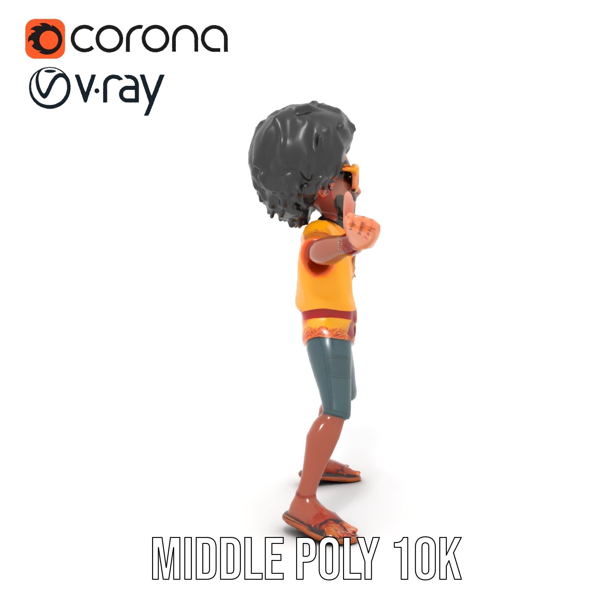 AfroStyle Cool Dude D Character Model Rigged and Animated Low-poly 3D model_29