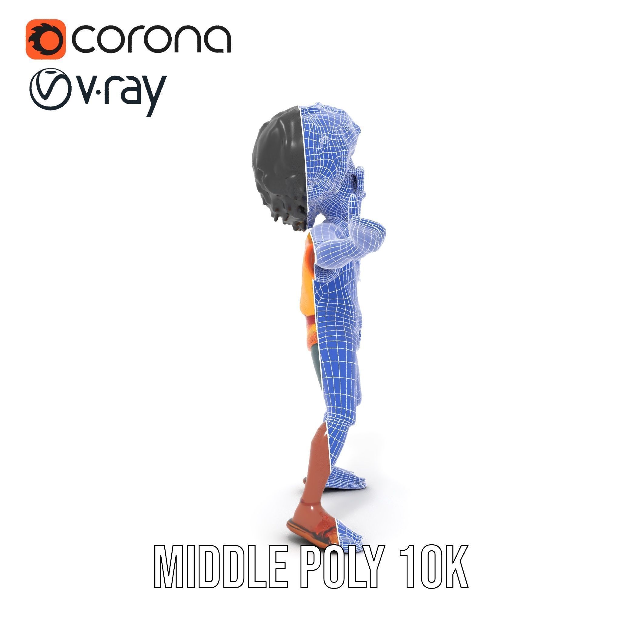 AfroStyle Cool Dude D Character Model Rigged and Animated Low-poly 3D model_34