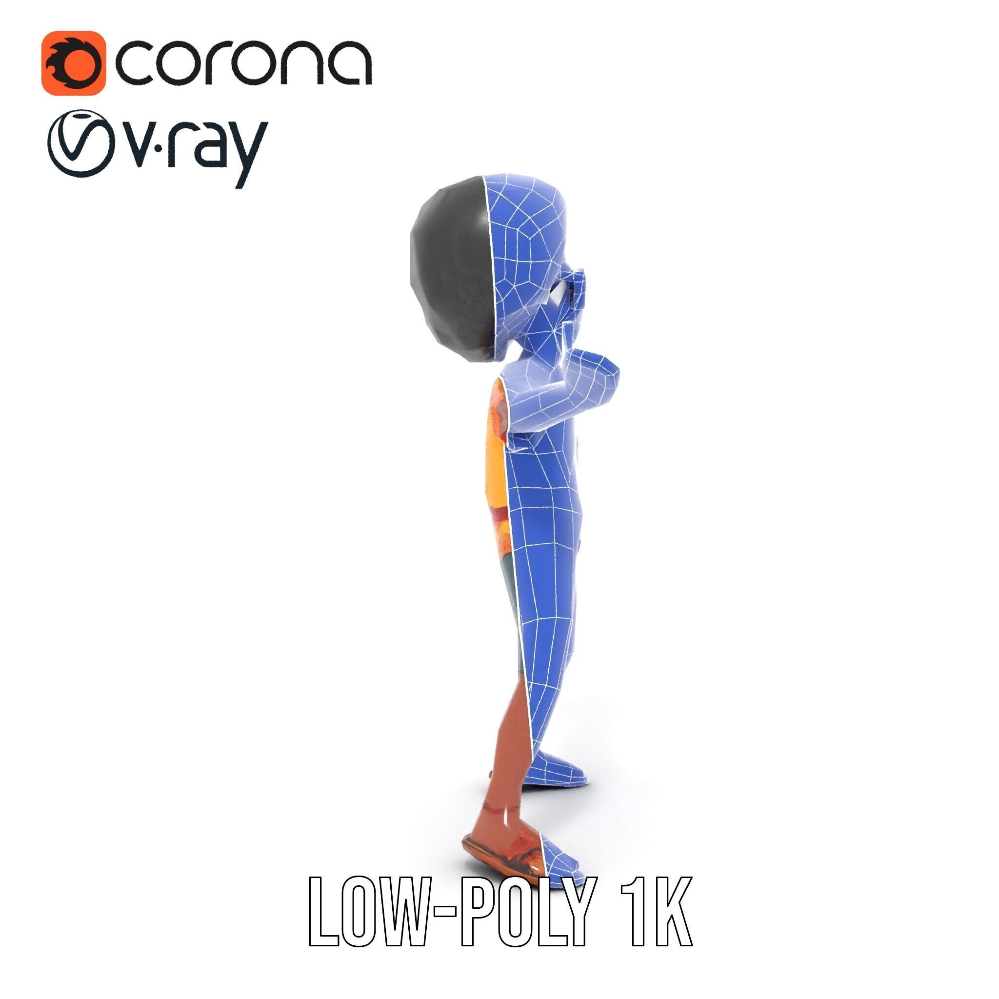 AfroStyle Cool Dude D Character Model Rigged and Animated Low-poly 3D model_27