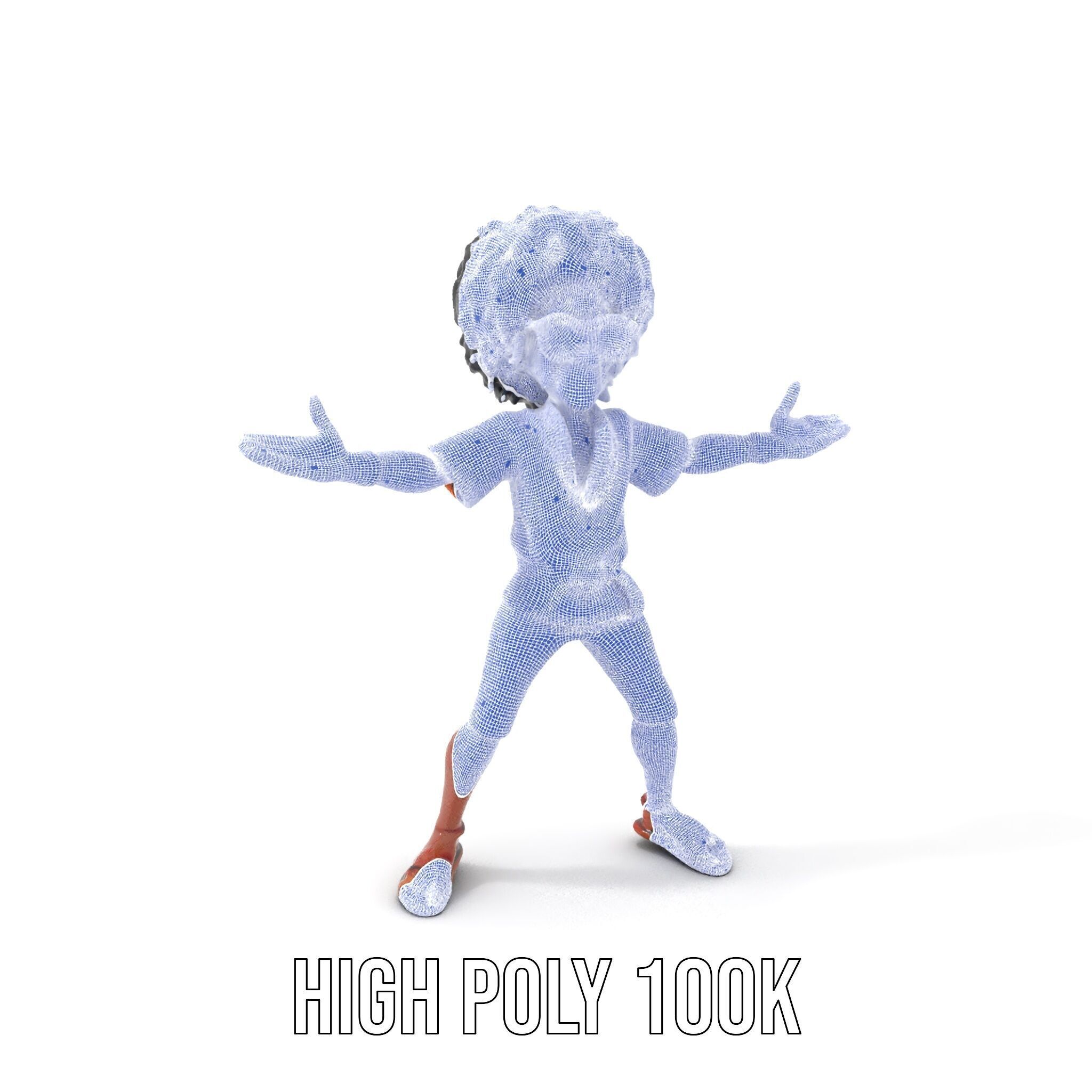 AfroStyle Cool Dude D Character Model Rigged and Animated Low-poly 3D model_4