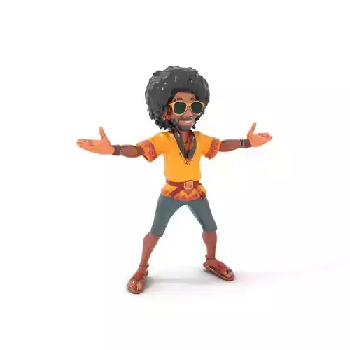 AfroStyle Cool Dude D Character Model Rigged and Animated Low-poly 3D model