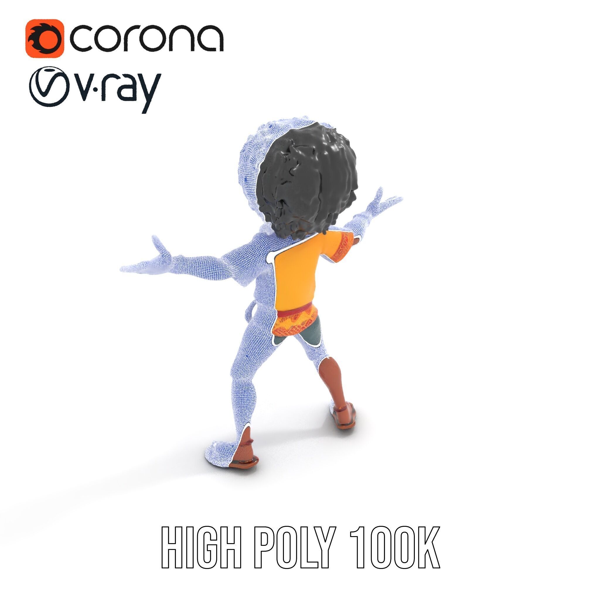 AfroStyle Cool Dude D Character Model Rigged and Animated Low-poly 3D model_25