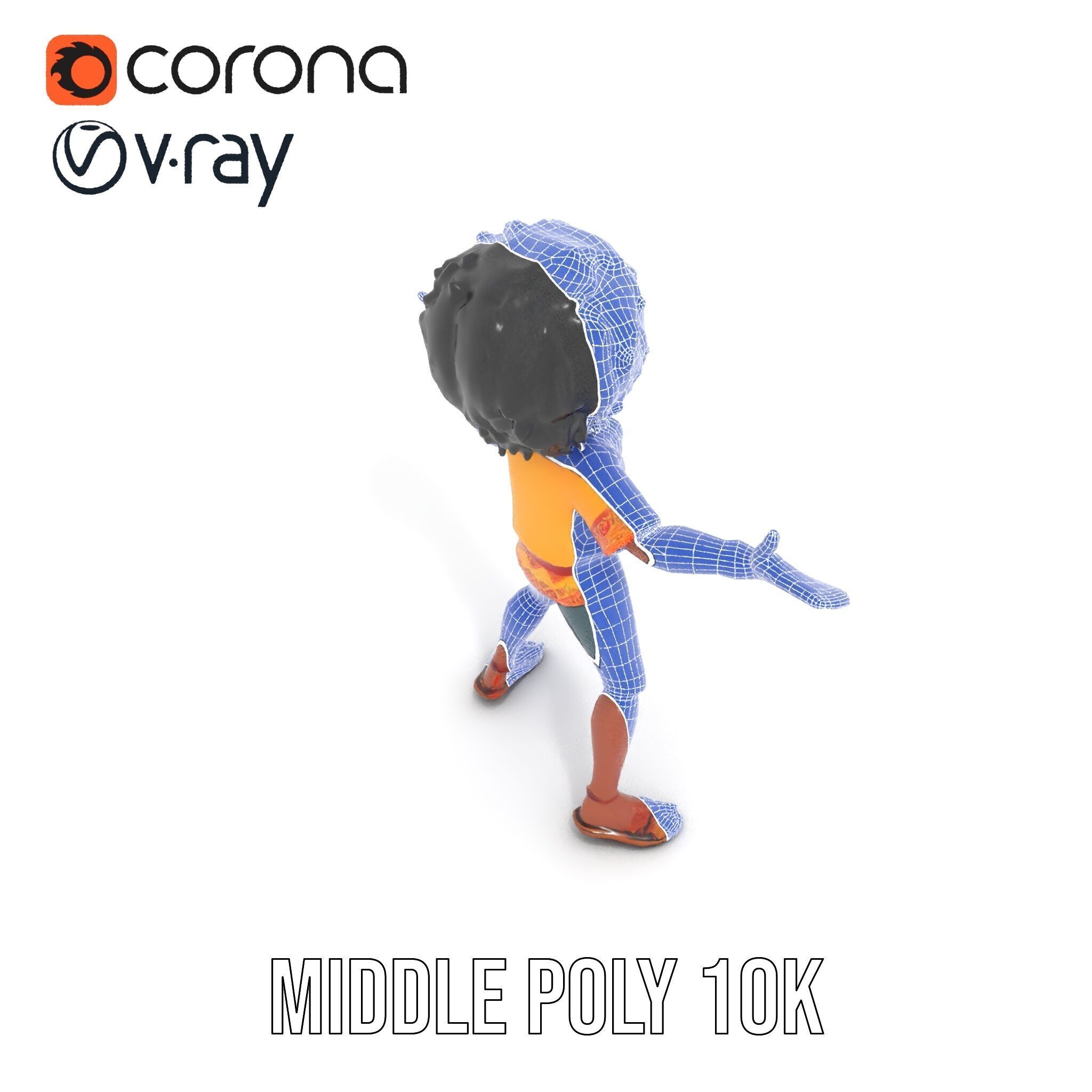 AfroStyle Cool Dude D Character Model Rigged and Animated Low-poly 3D model_32