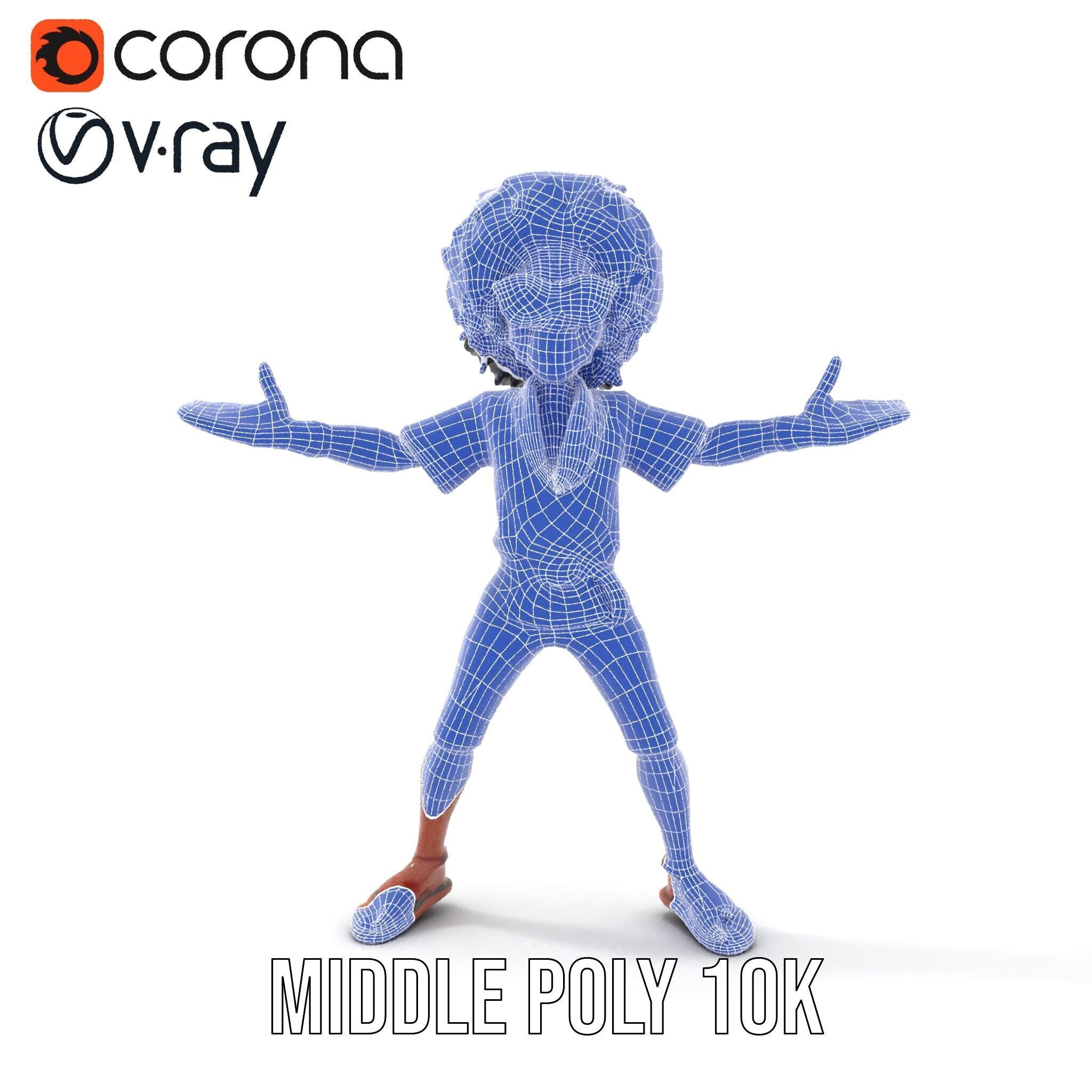 AfroStyle Cool Dude D Character Model Rigged and Animated Low-poly 3D model_26