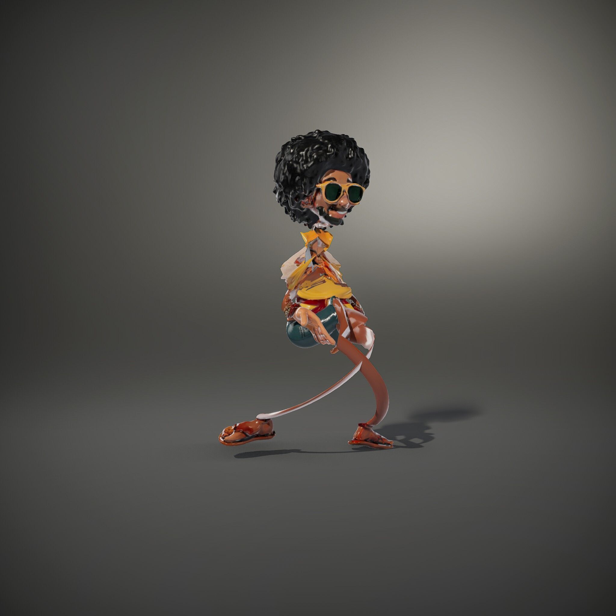 AfroStyle Cool Dude D Character Model Rigged and Animated Low-poly 3D model_36