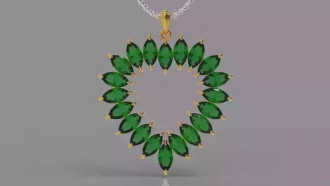 Prong set marquise cut diamonds heart necklace