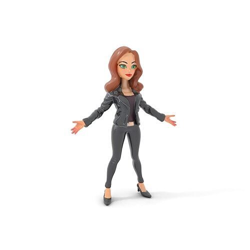 Stylish Female Character in Leather Jacket  Rigged and Animated Low-poly 3D model